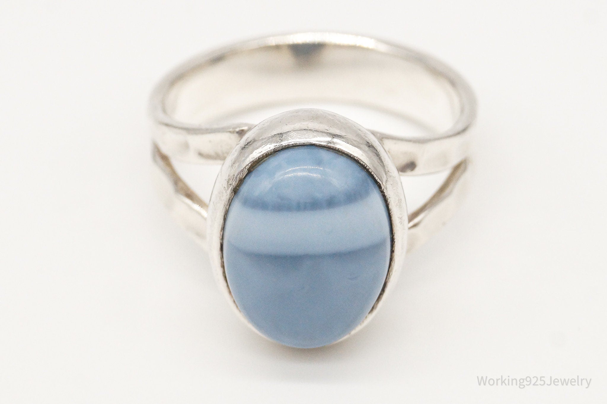 Vintage Blue Stone Sterling Silver Ring - Size 8.5