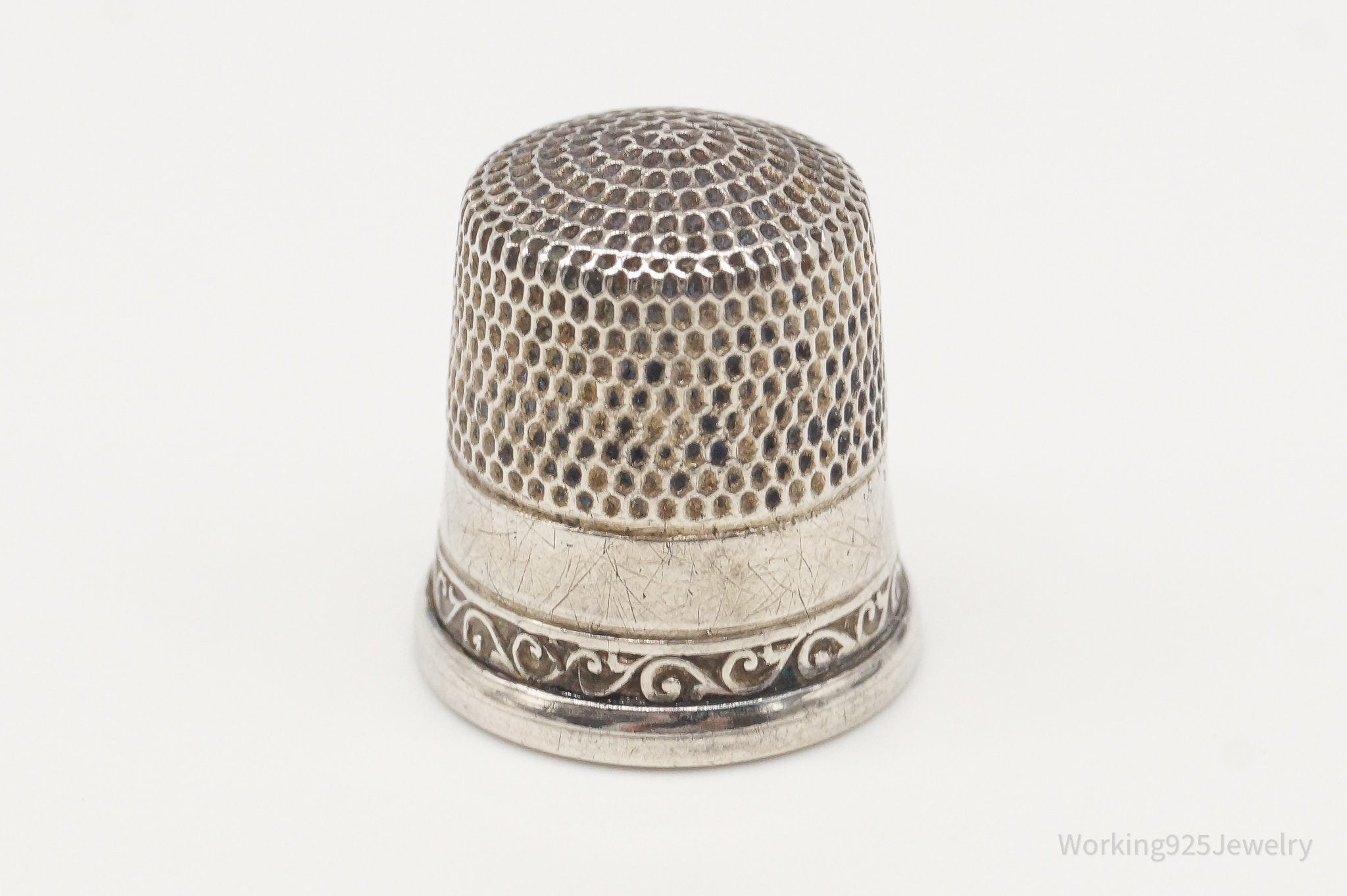 1800s Antique Stern Bros & Company Dome Sterling Silver Thimble Size 8