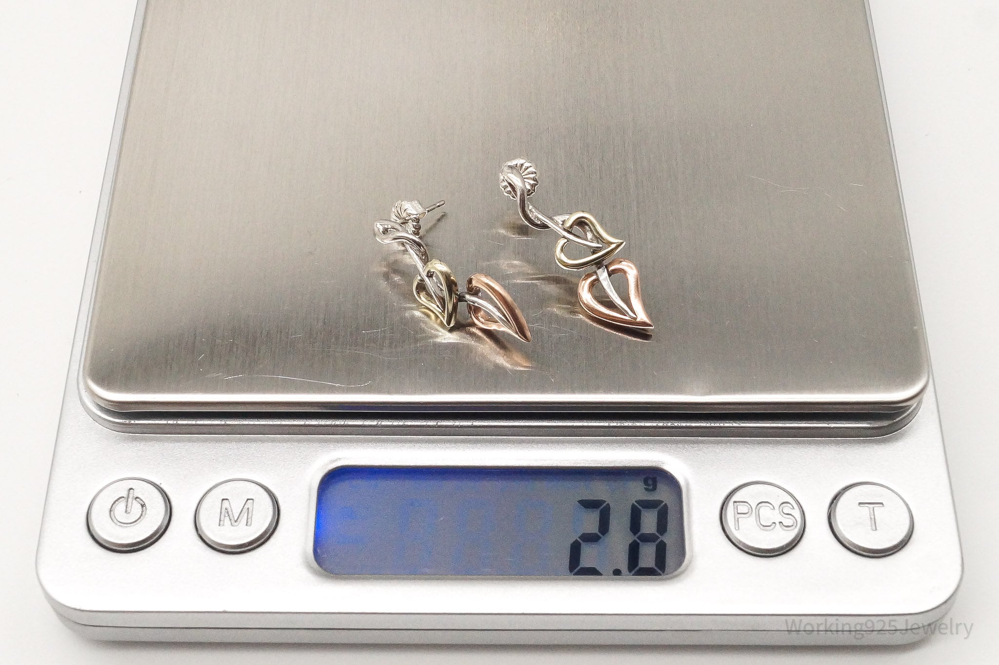 Vintage Designer 10K Rose Gold Sterling Silver Earrings