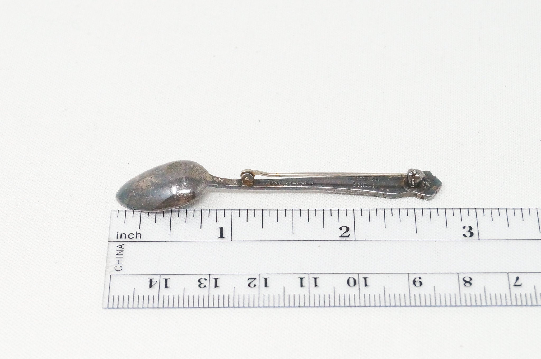 Antique LUNT Eloquence Floral Spoon Sterling Silver Brooch Pin