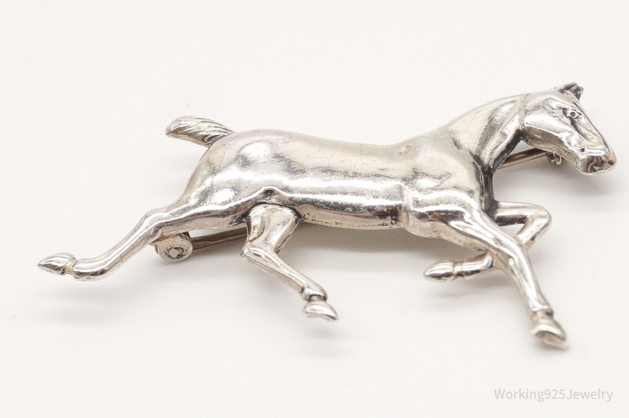 Antique Horse Sterling Silver Brooch Pin