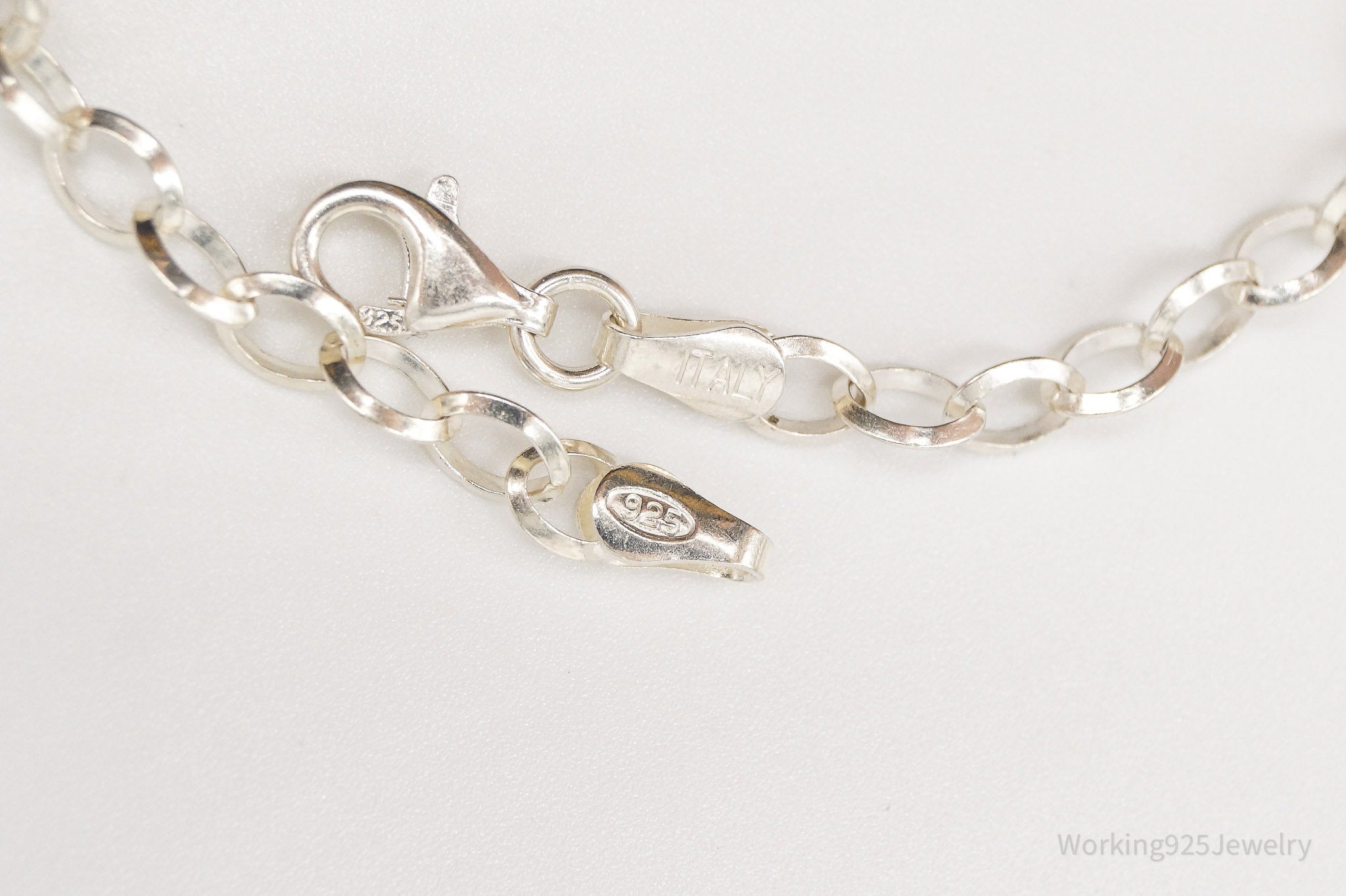 Vintage Italian Hearts Chain Link Sterling Silver Bracelet