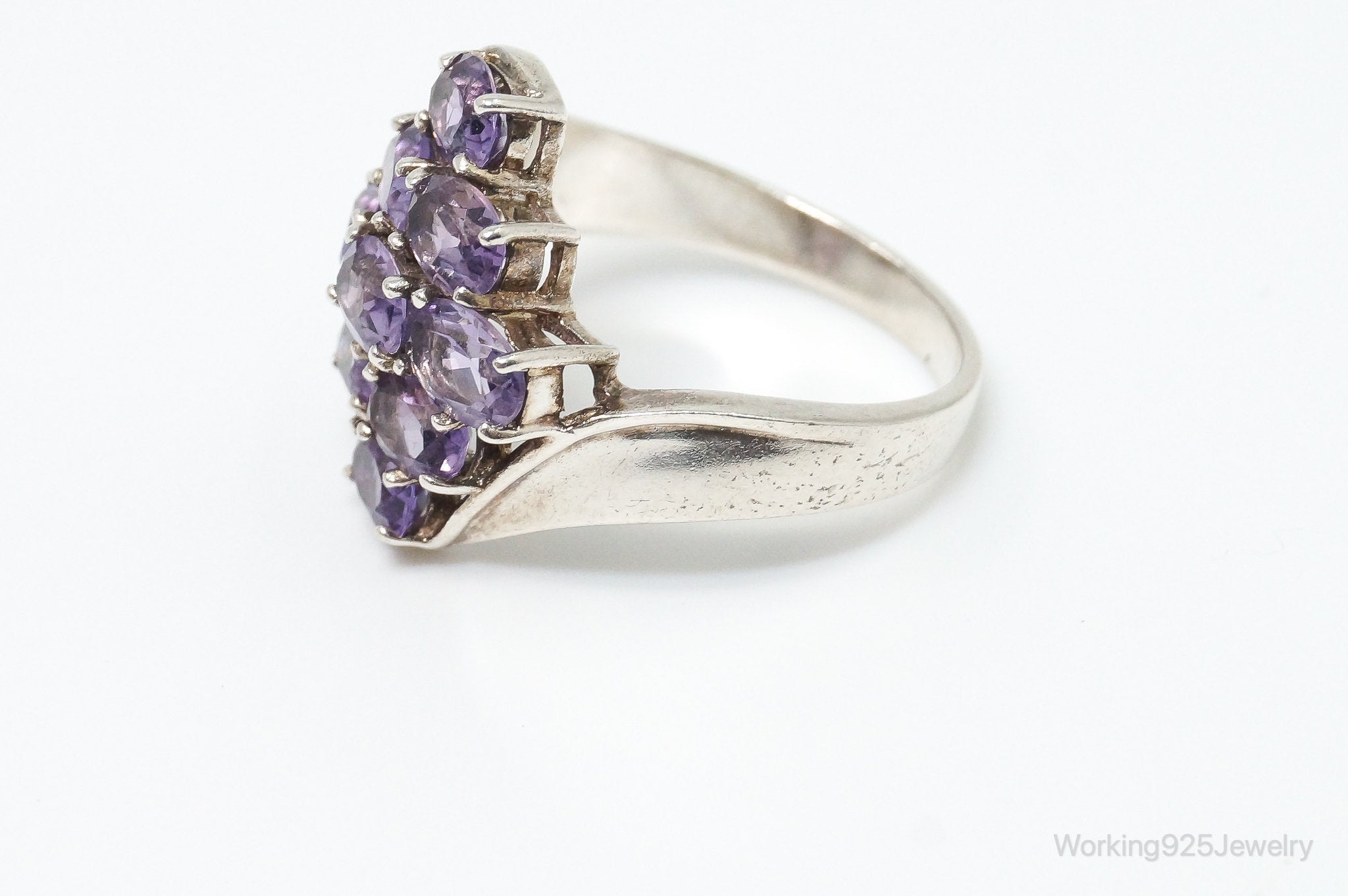 Vintage Art Deco Amethyst Sterling Silver Ring - SZ 9