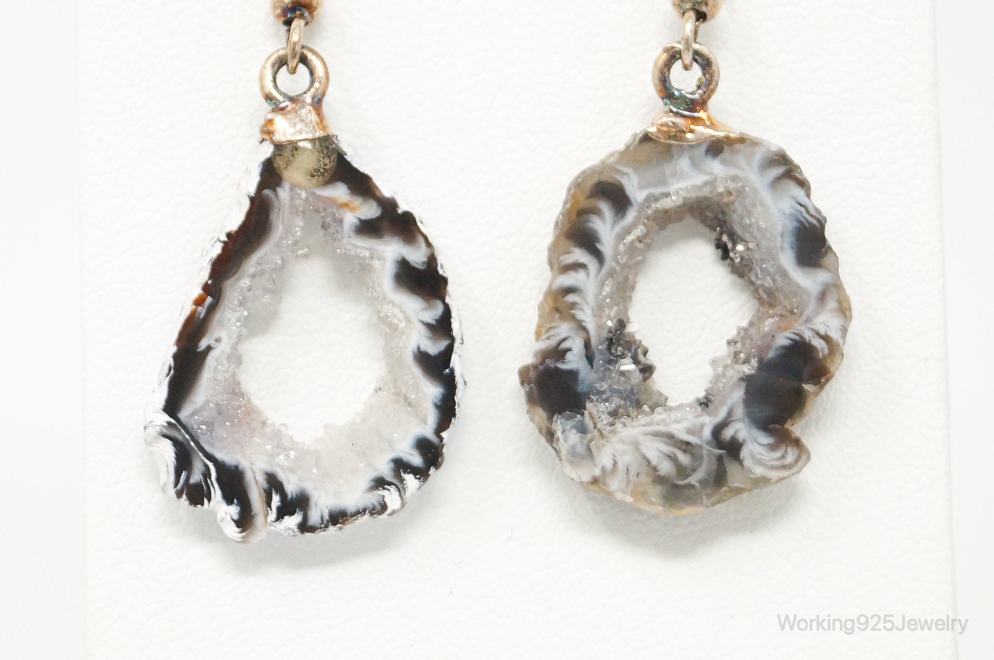 Natural Agate Geode Sterling Silver Earrings