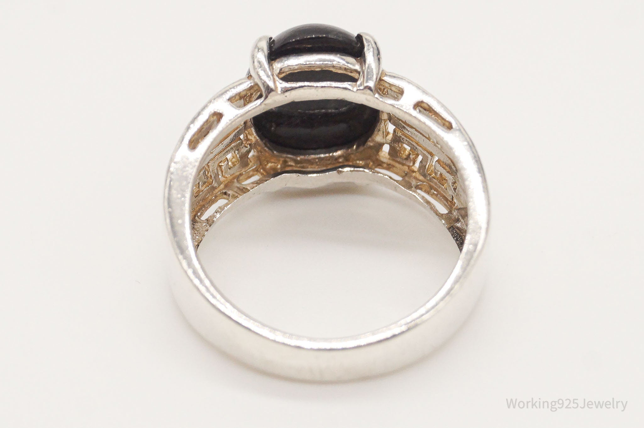 Vintage Black Stone Sterling Silver Ring - Size 7