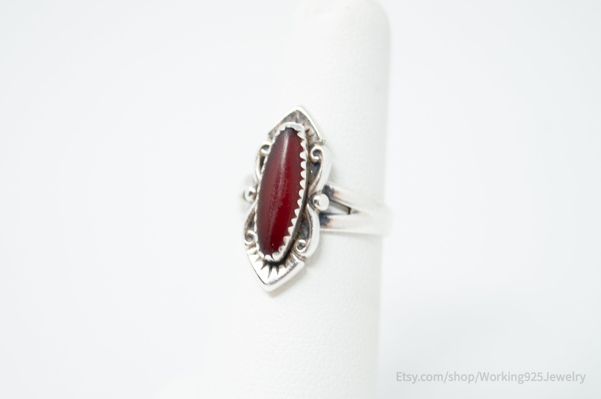 Vintage Designer Bell Trading Company Carnelian Sterling Silver Ring - Size 5