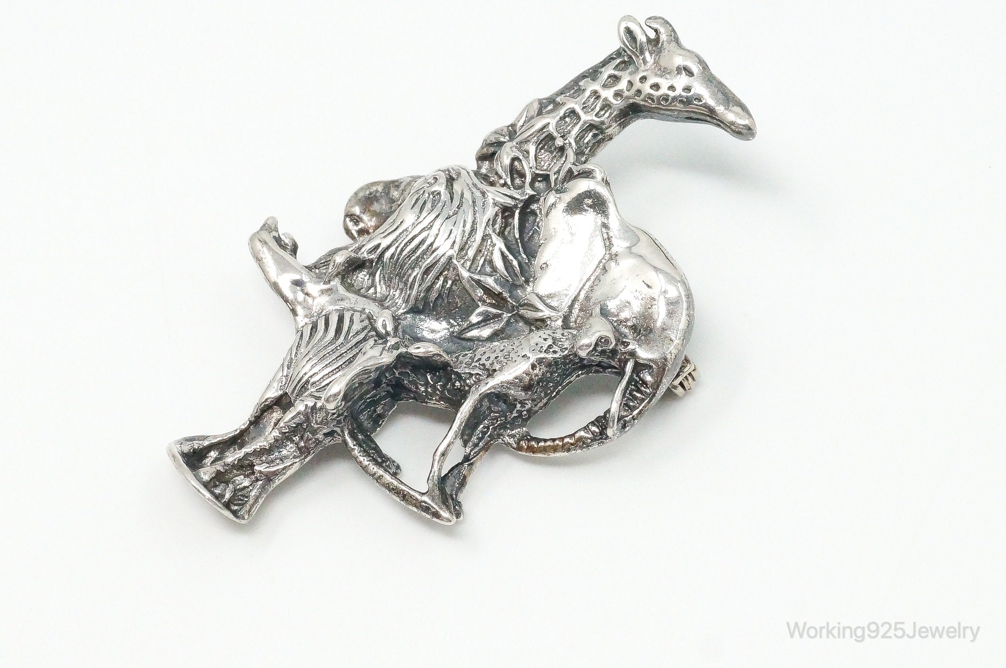 Large Vintage Mexico Animal Kingdom Sterling Silver Brooch Pin