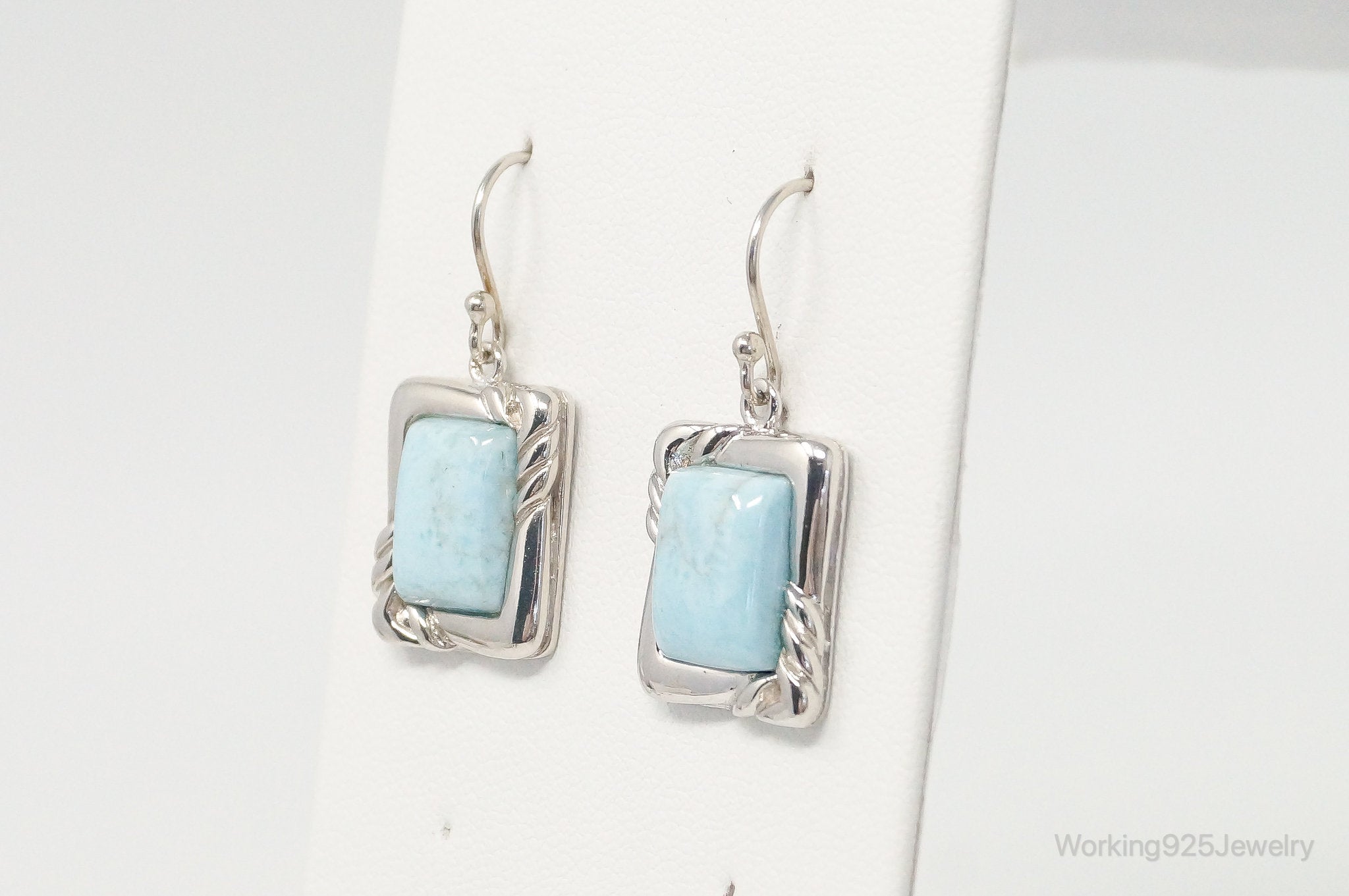 Designer BBJ Blue Larimar Sterling Silver Earrings