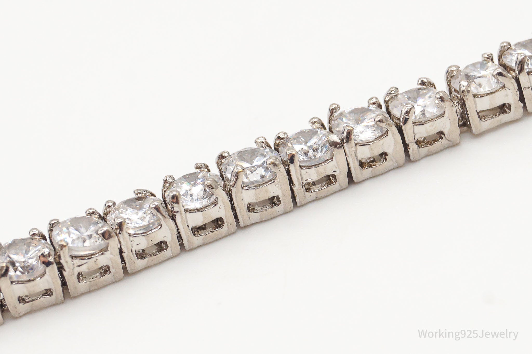 Vintage Cubic Zirconia Silver Tennis Bracelet