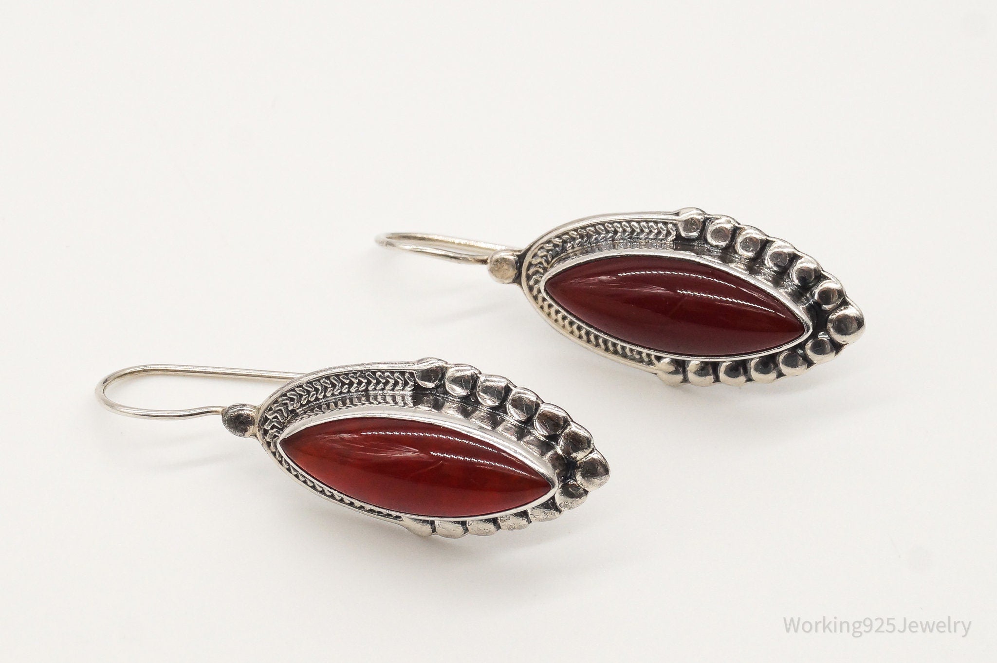 Vintage Carnelian Sterling Silver Dangle Earrings