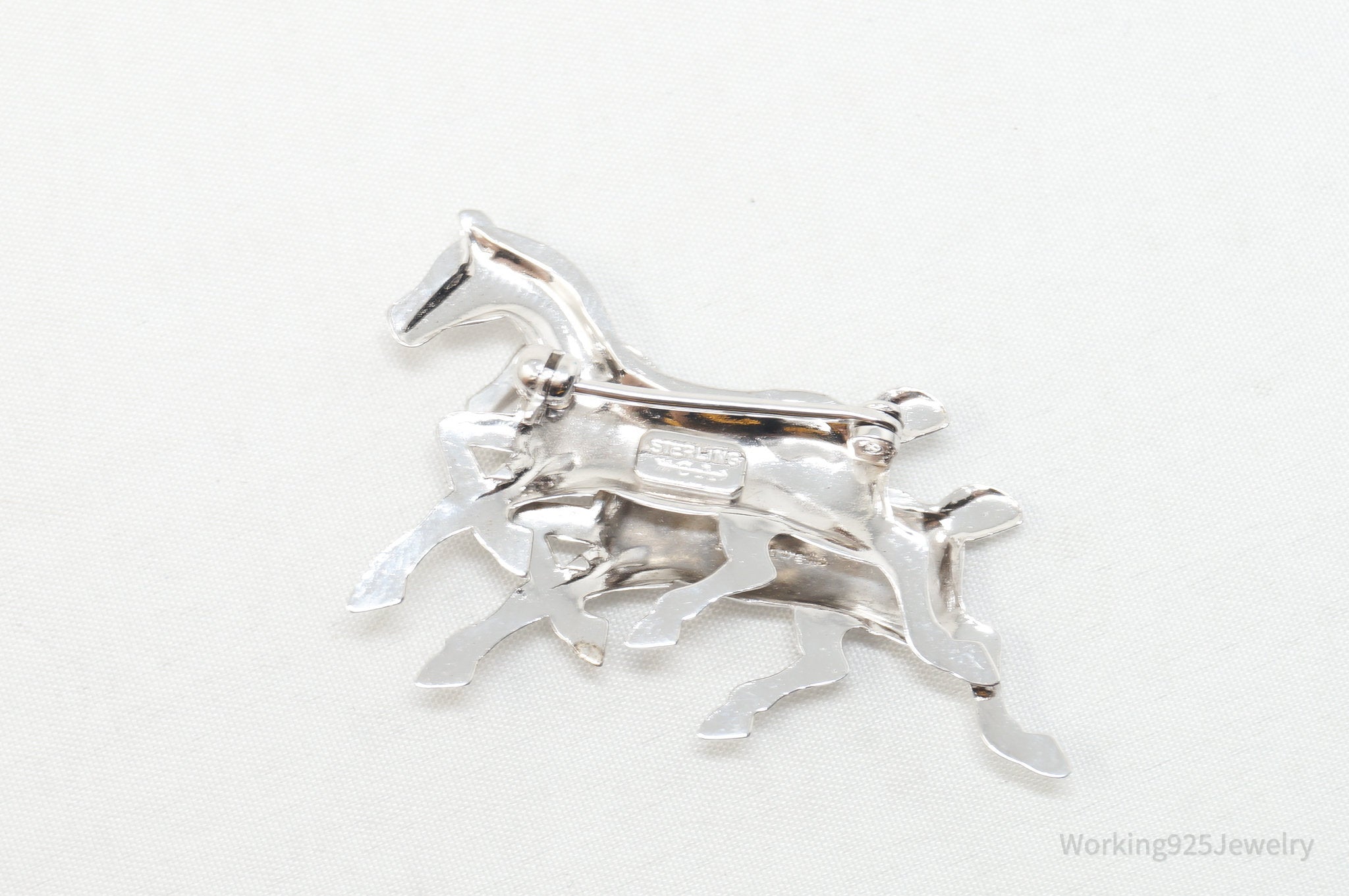 Vintage Designer Carl Art Horse Lover Sterling Silver Brooch Pin