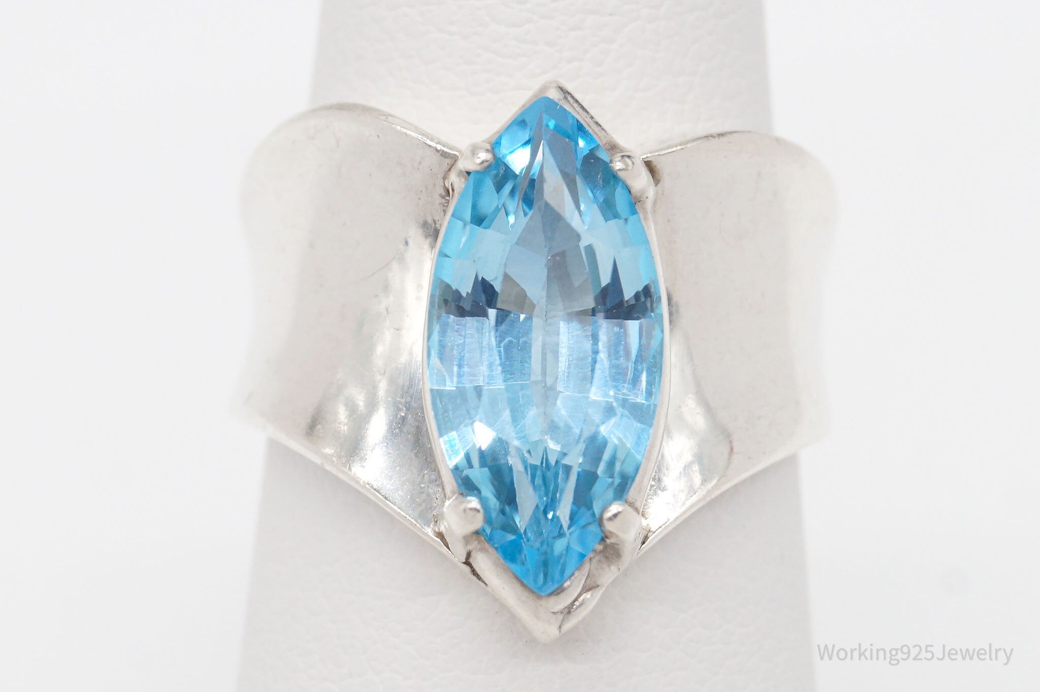 Vintage Blue Topaz Sterling Silver Ring - Size 7