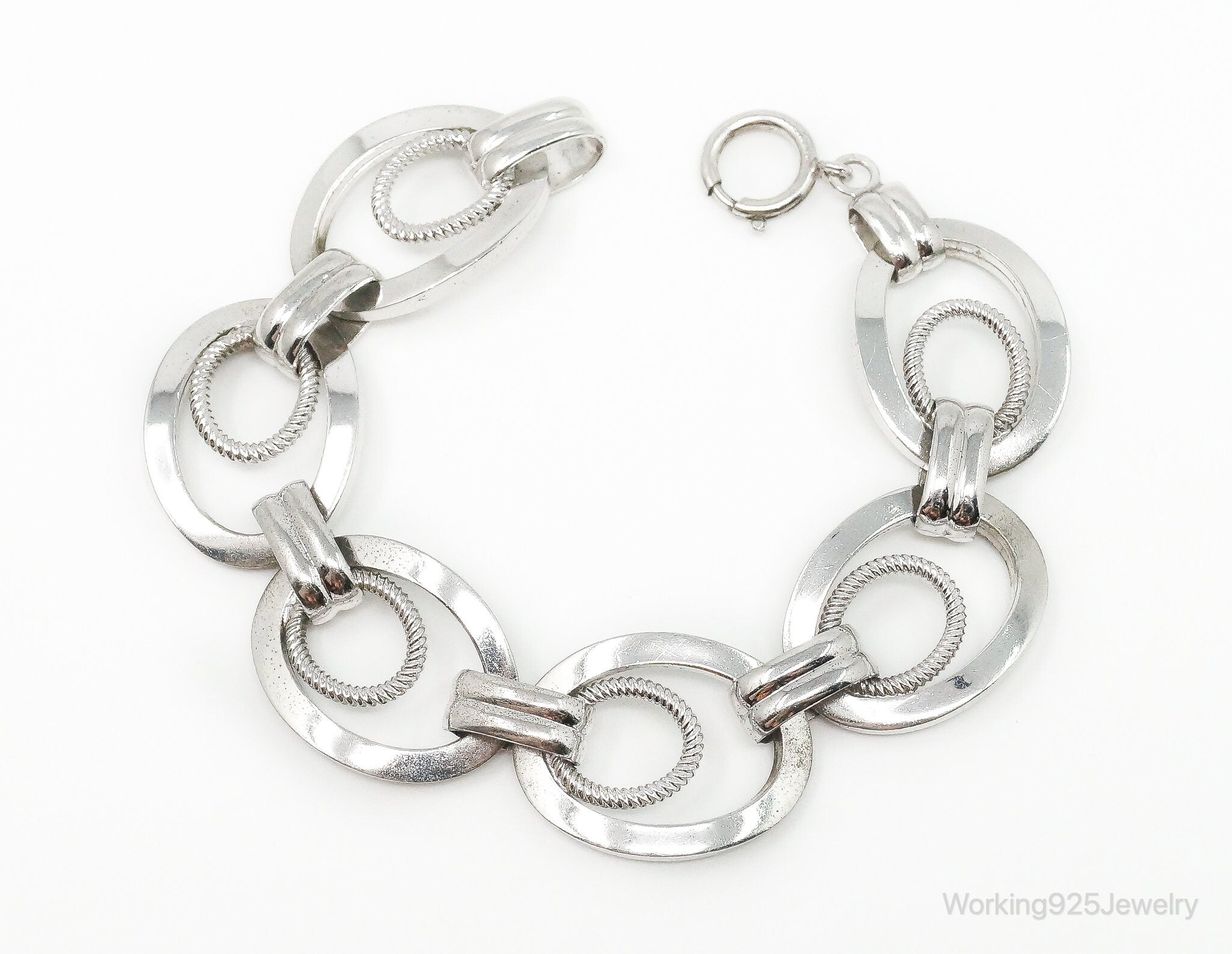 Antique FCC Art Deco Sterling Silver Large Link Chain Bracelet