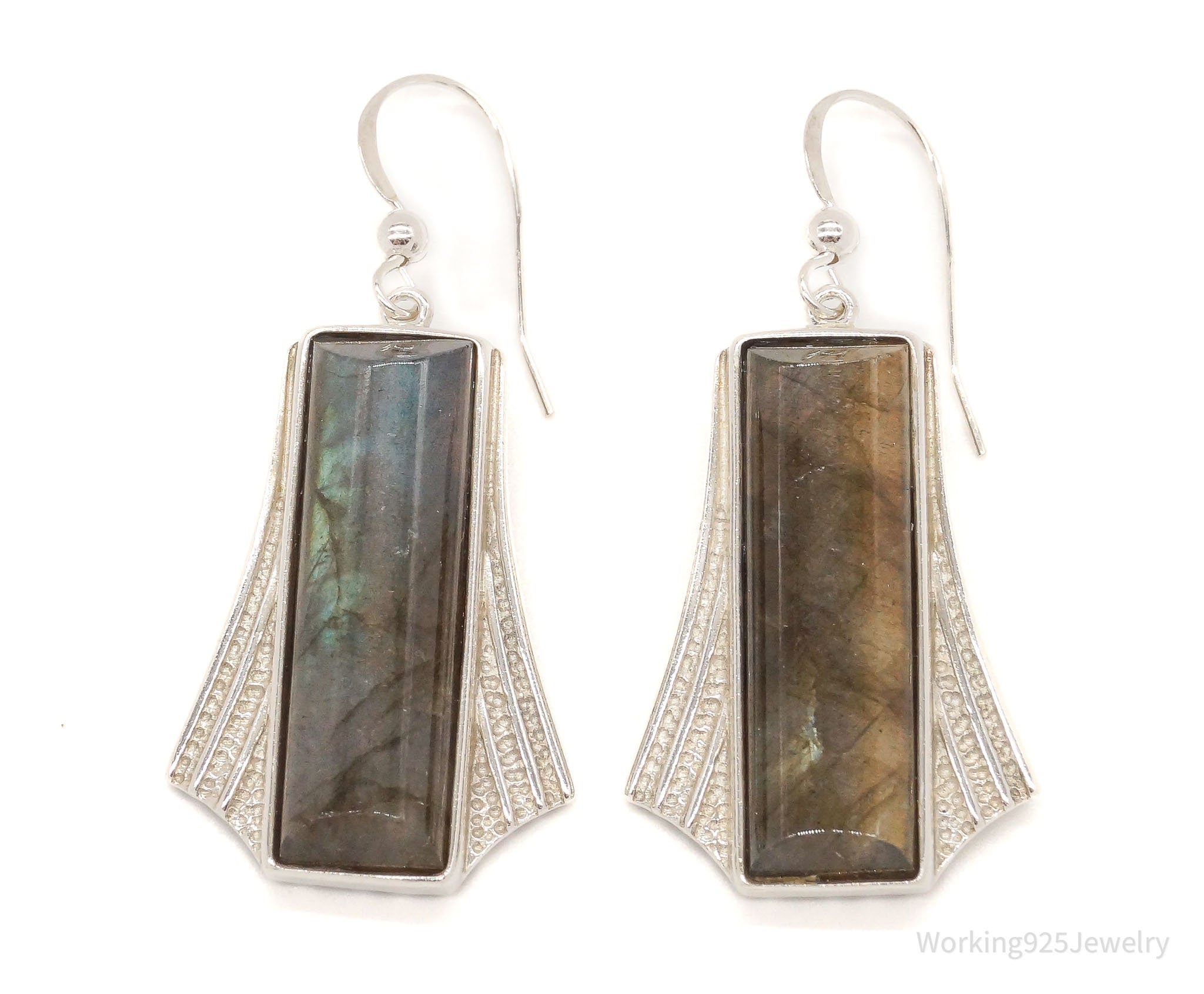 Vintage Designer DTR Labradorite Sterling Silver Earrings