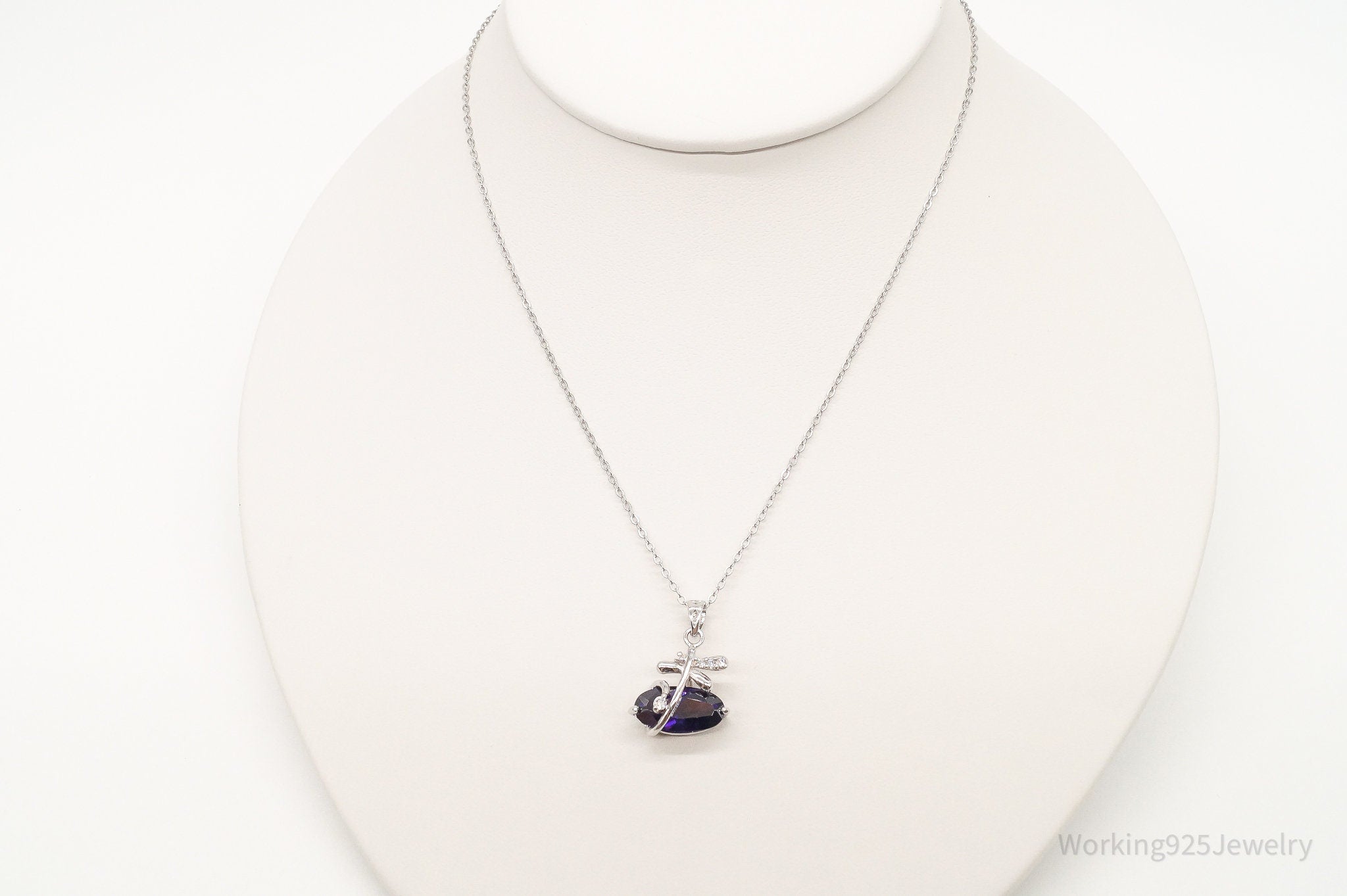 Cubic Zirconia Lab Amethyst Sterling Silver Necklace