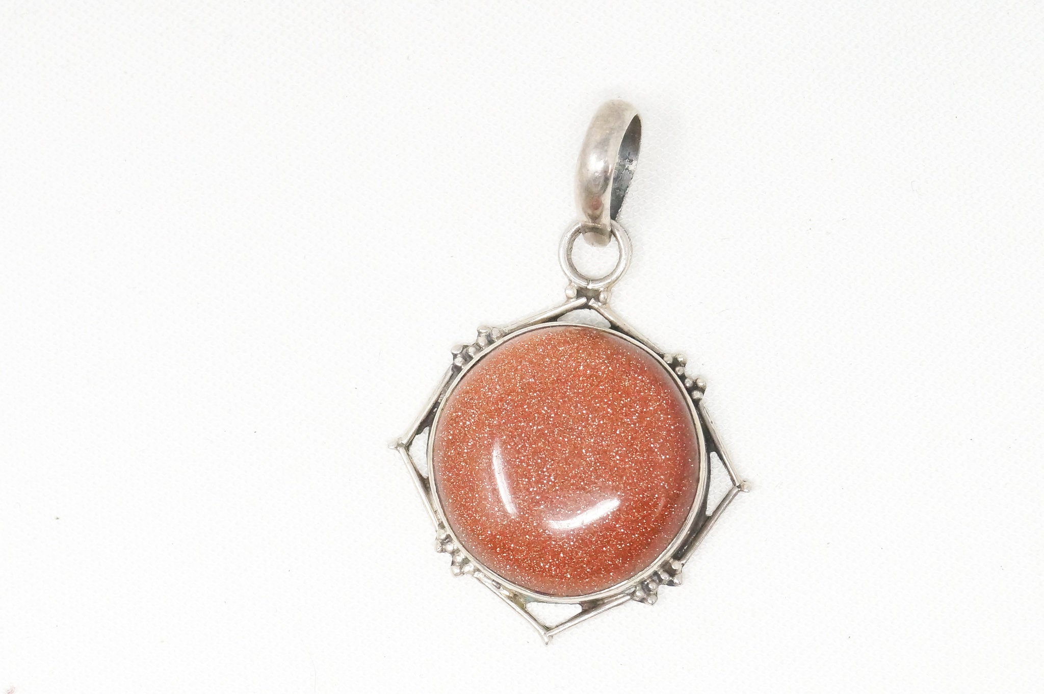 Vintage Handmade Goldstone Sterling Silver Southwestern Necklace Pendant