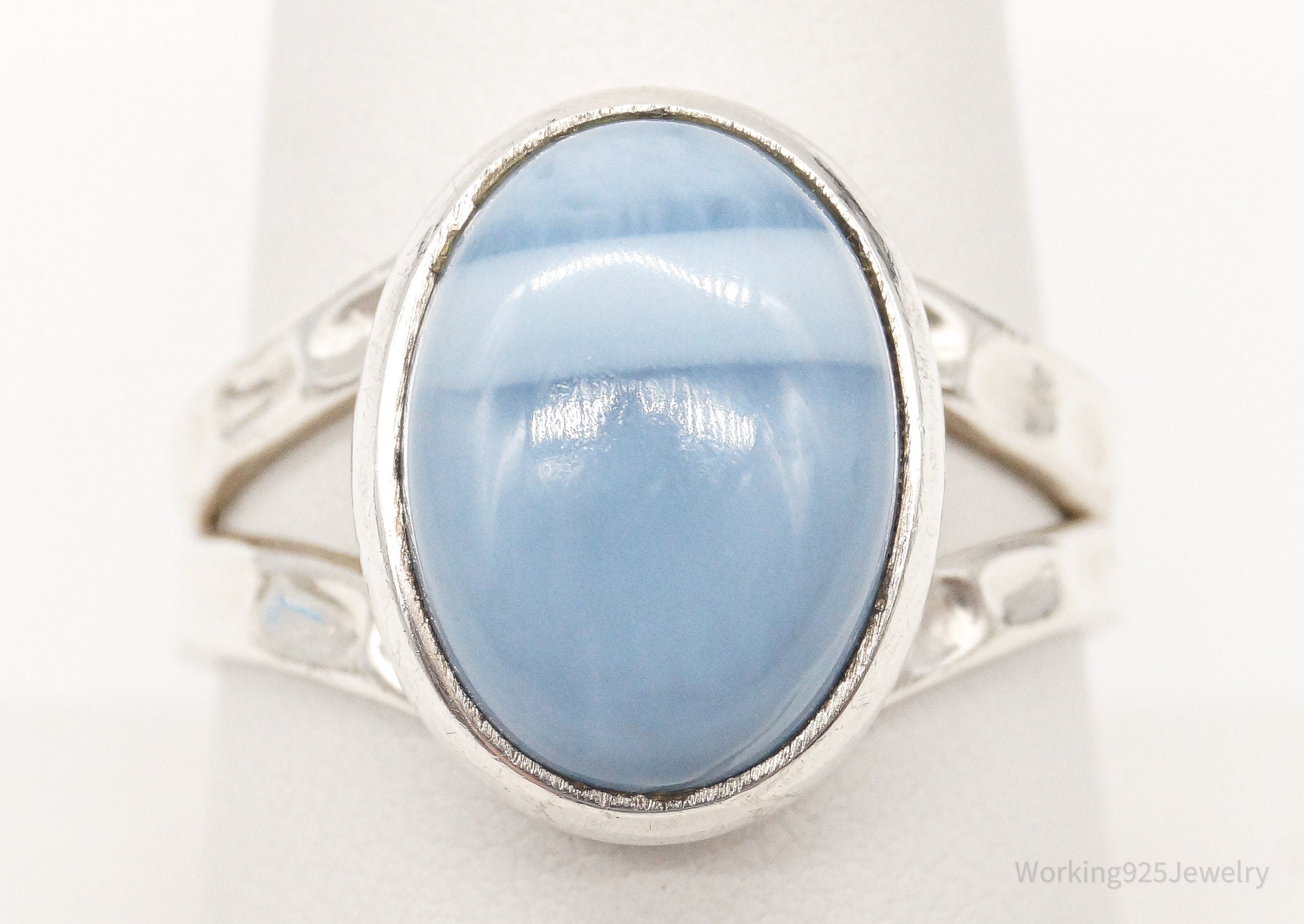 Vintage Blue Stone Sterling Silver Ring - Size 8.5