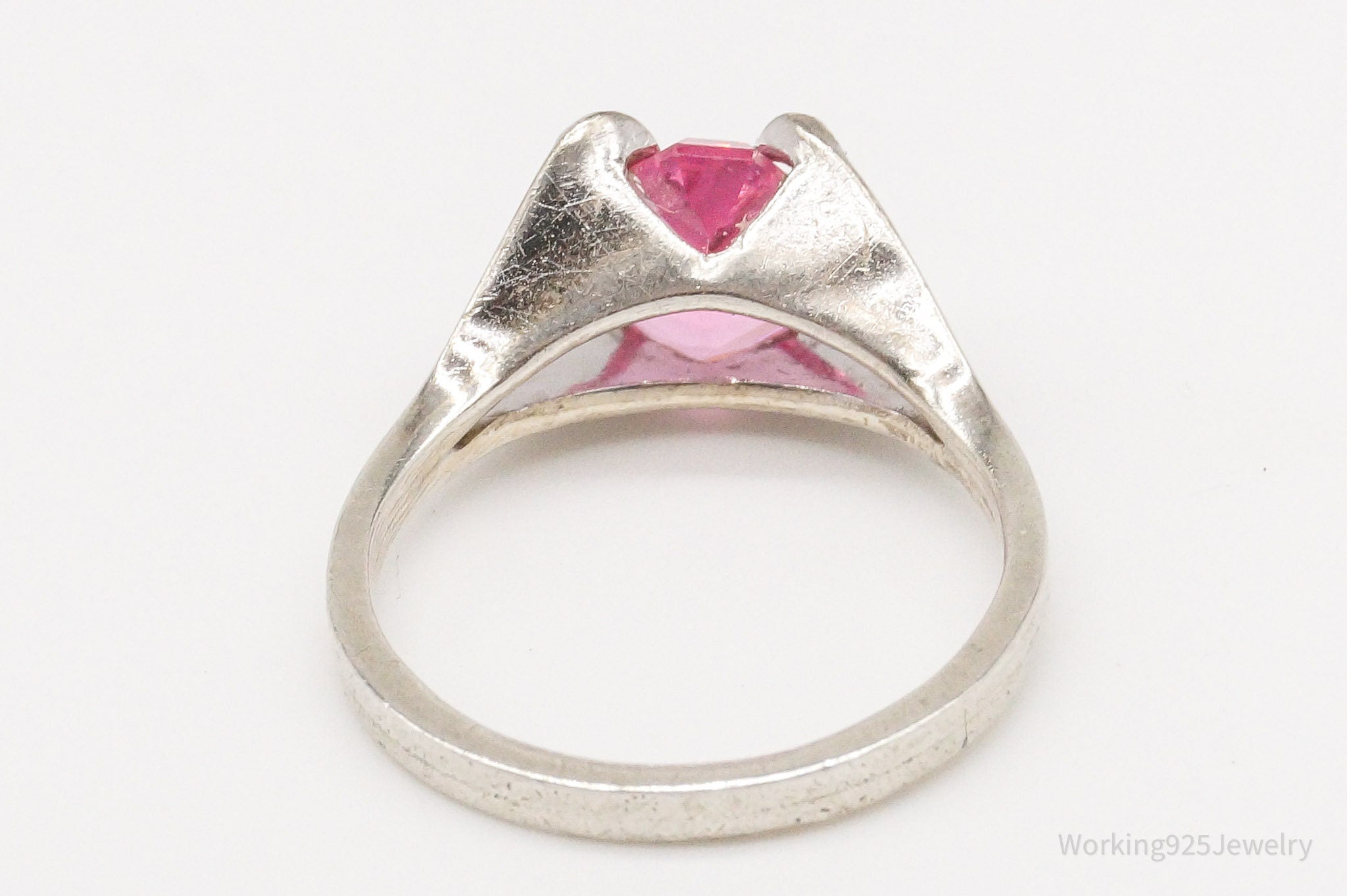 Vintage Designer Espo Pink Cubic Zirconia Sterling Silver Ring - Size 5