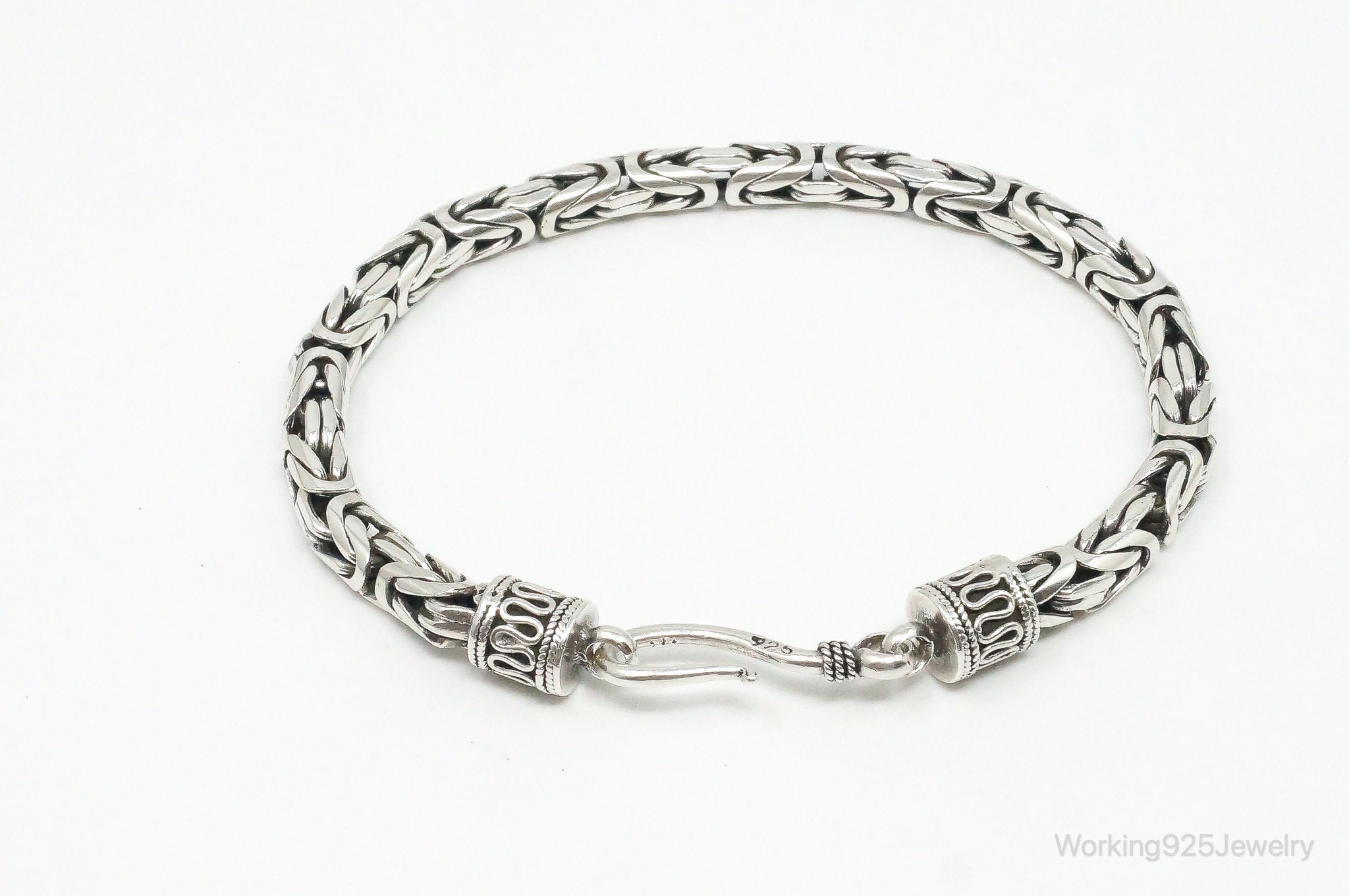 Vintage Byzantine Chain Balinese Sterling Silver Bracelet