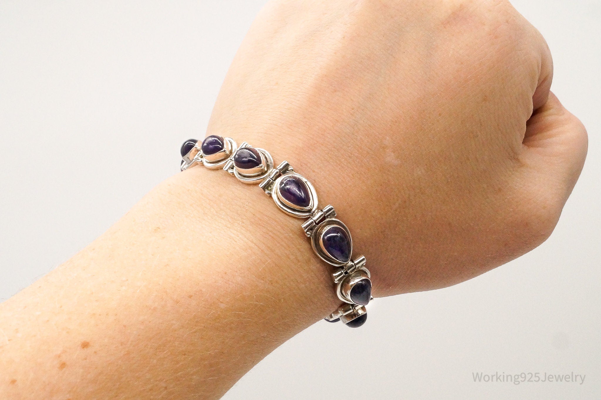 Vintage Amethyst Sterling Silver Bracelet