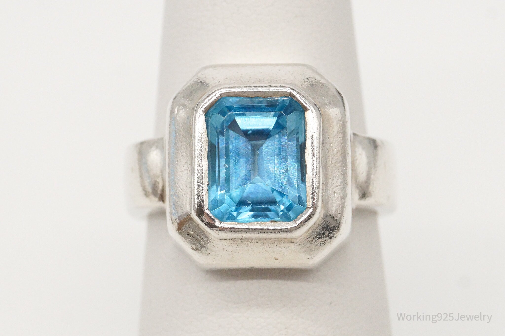 Vintage Designer Boma Blue Topaz Sterling Silver Ring - Size 5.75