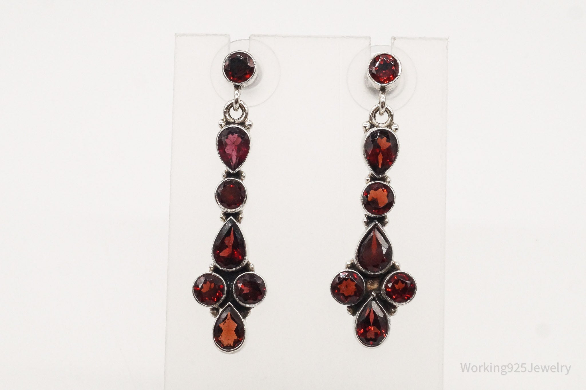 Vintage Garnet Sterling Silver Earrings