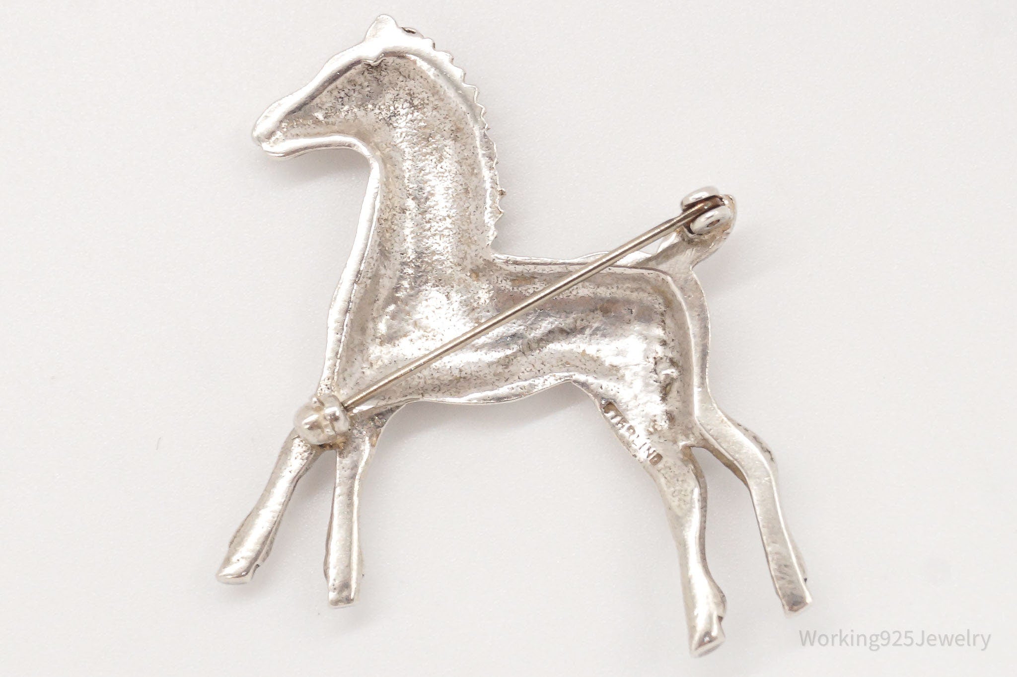 Antique Horse Sterling Silver Brooch Pin