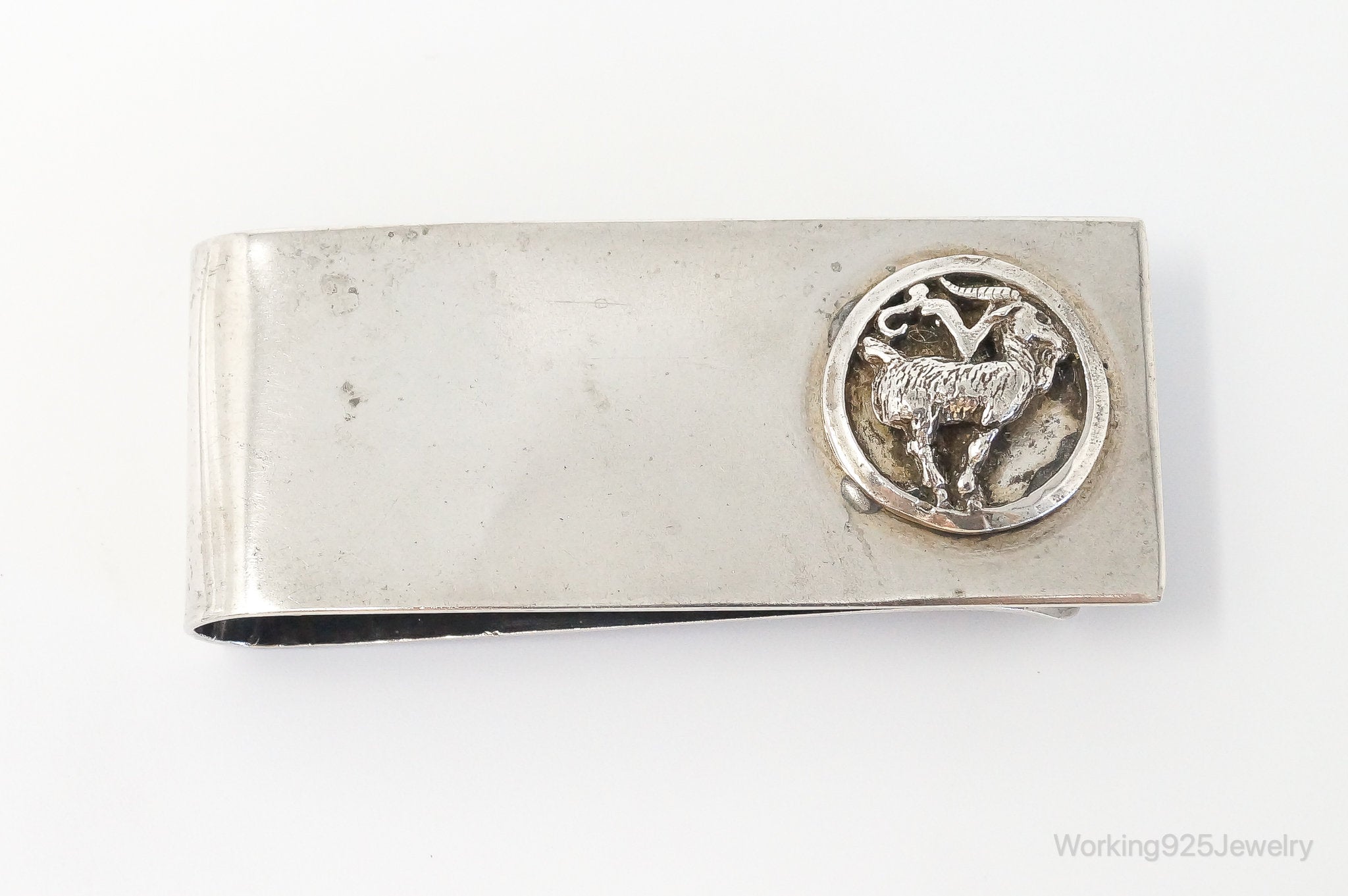 RARE Vintage Modernist Walter Wright Virgo Sterling Silver Money Clip