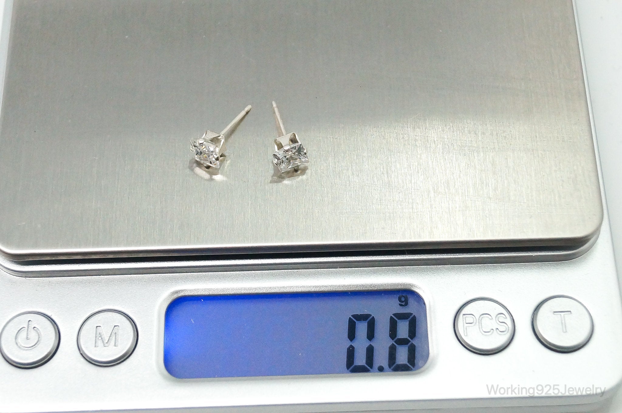 Cubic Zirconia Sterling Silver Stud Post Earrings