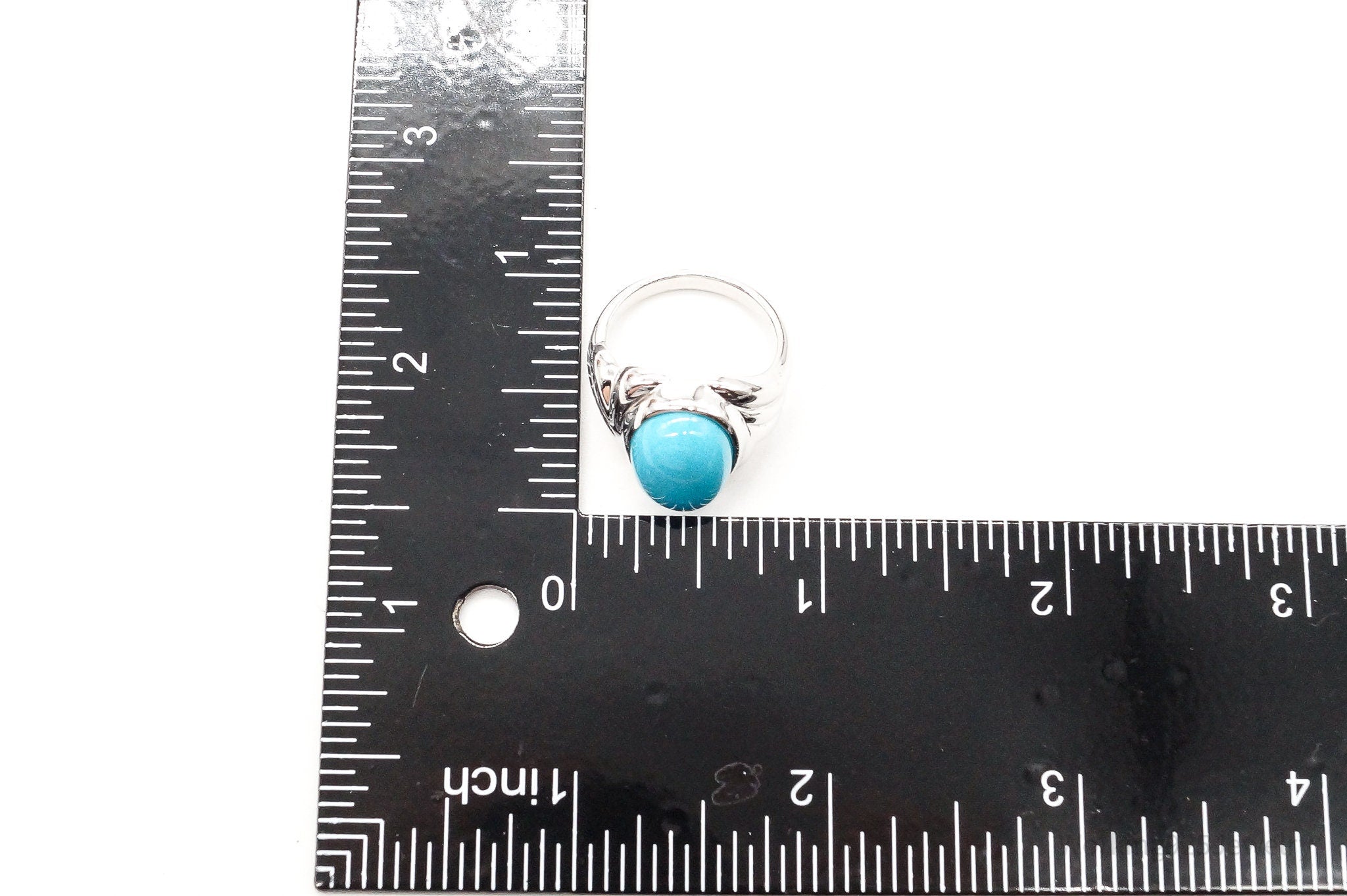 Designer JS Turquoise Sterling Silver Ring - Size 7