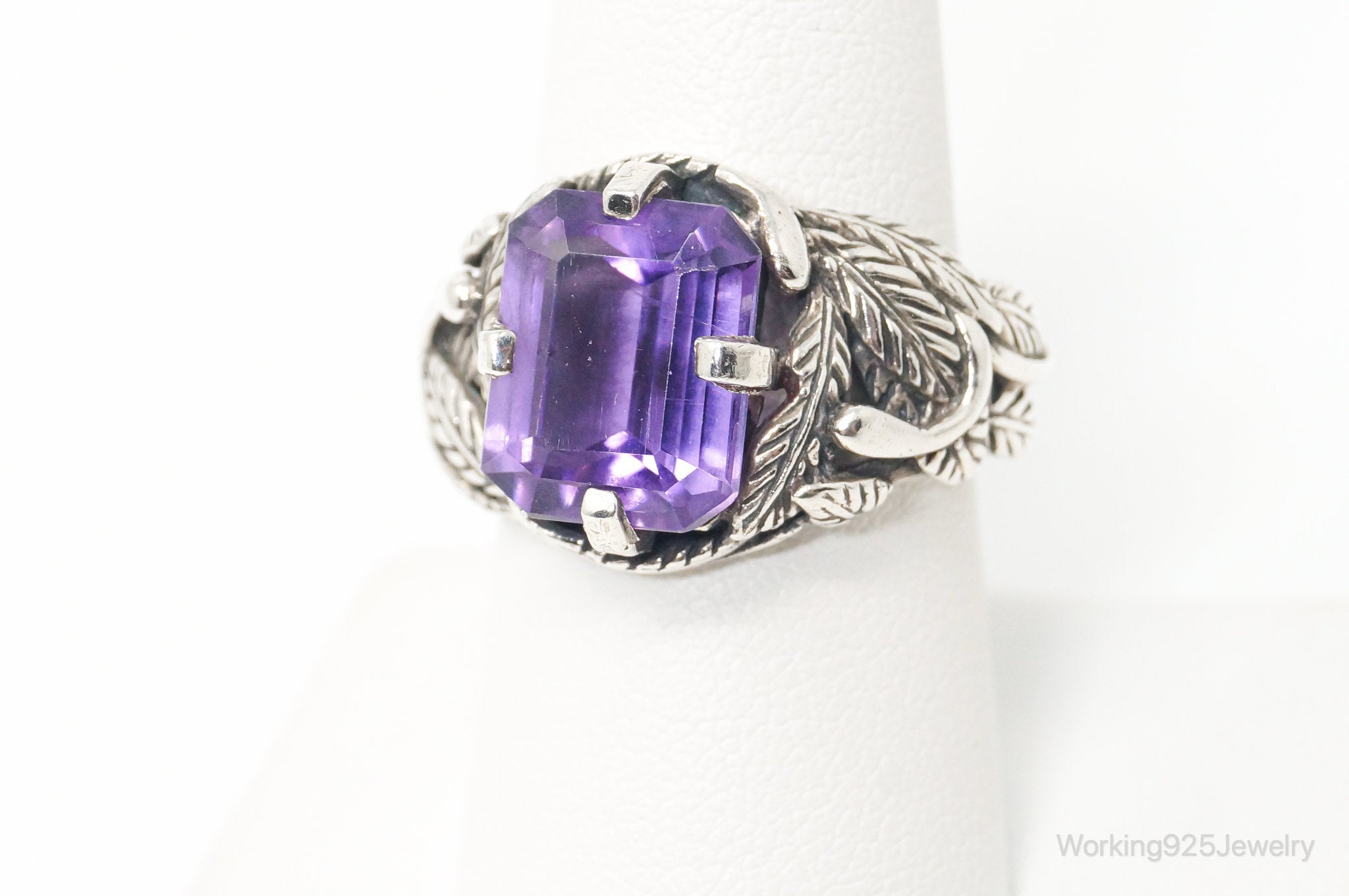 Vintage Amethyst Sterling Silver Statement Ring Sz 7.75