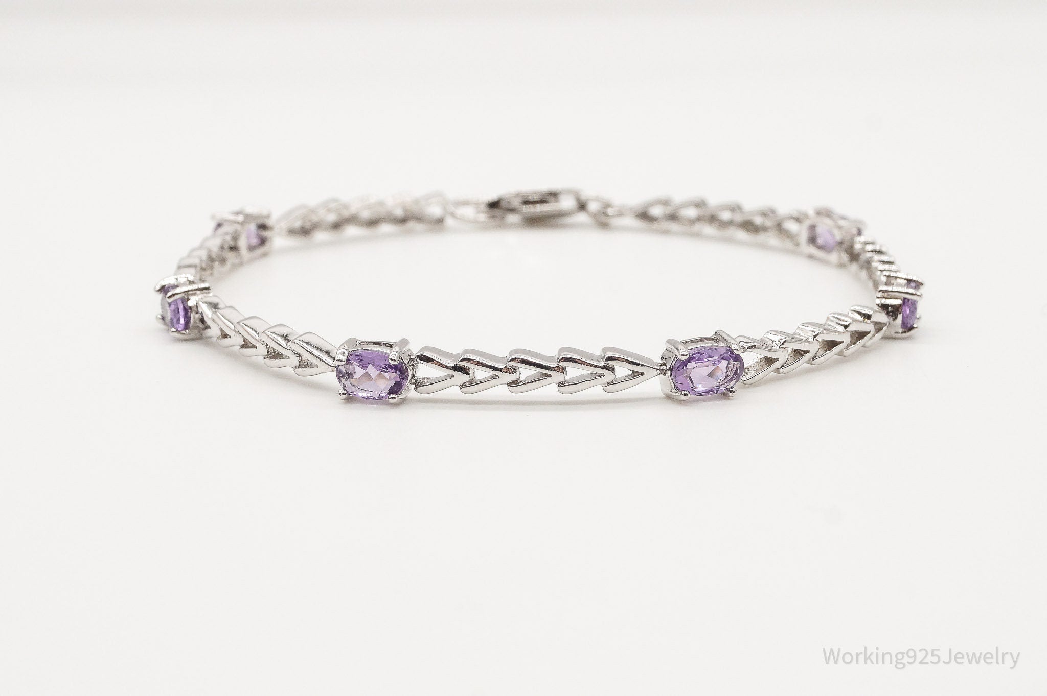 Vintage Amethyst Sterling Silver Bracelet