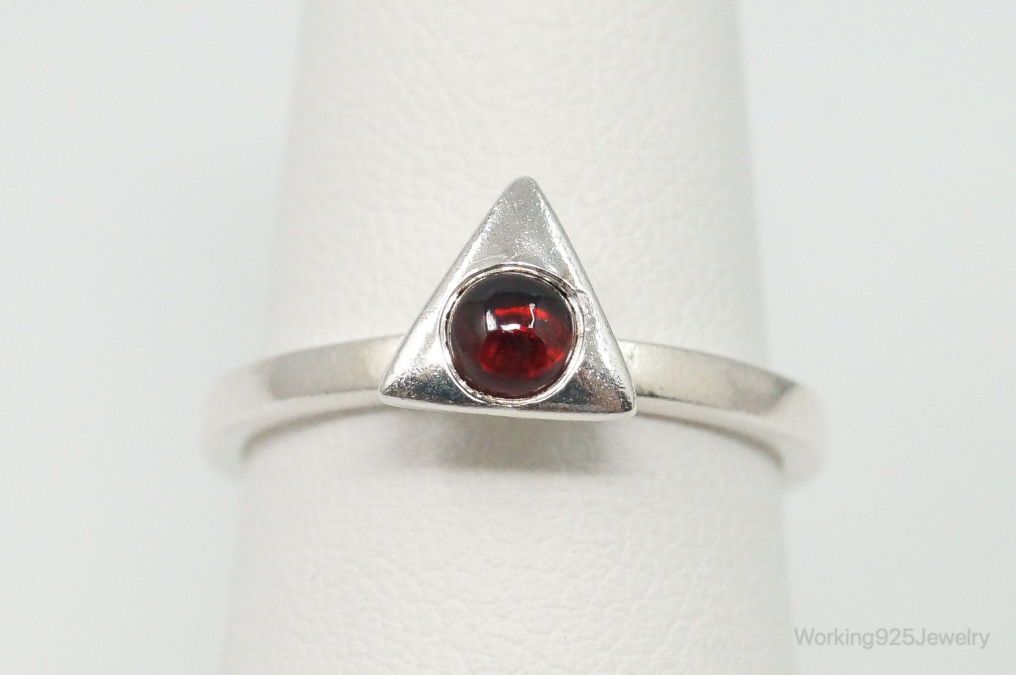 Vintage Garnet Sterling Silver Ring - Size 7