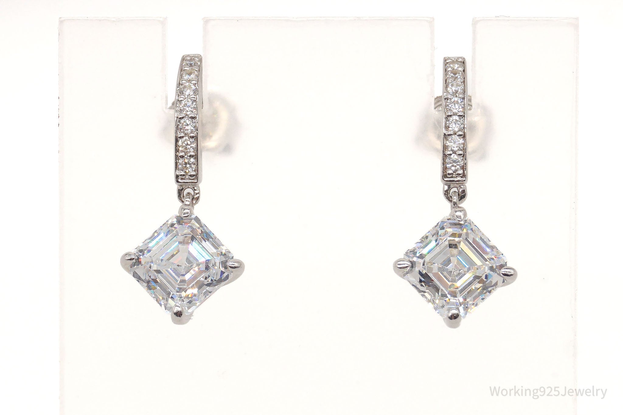 Designer Daniel K Simulated Diamond Rhodium Finish Sterling Silver Earrings