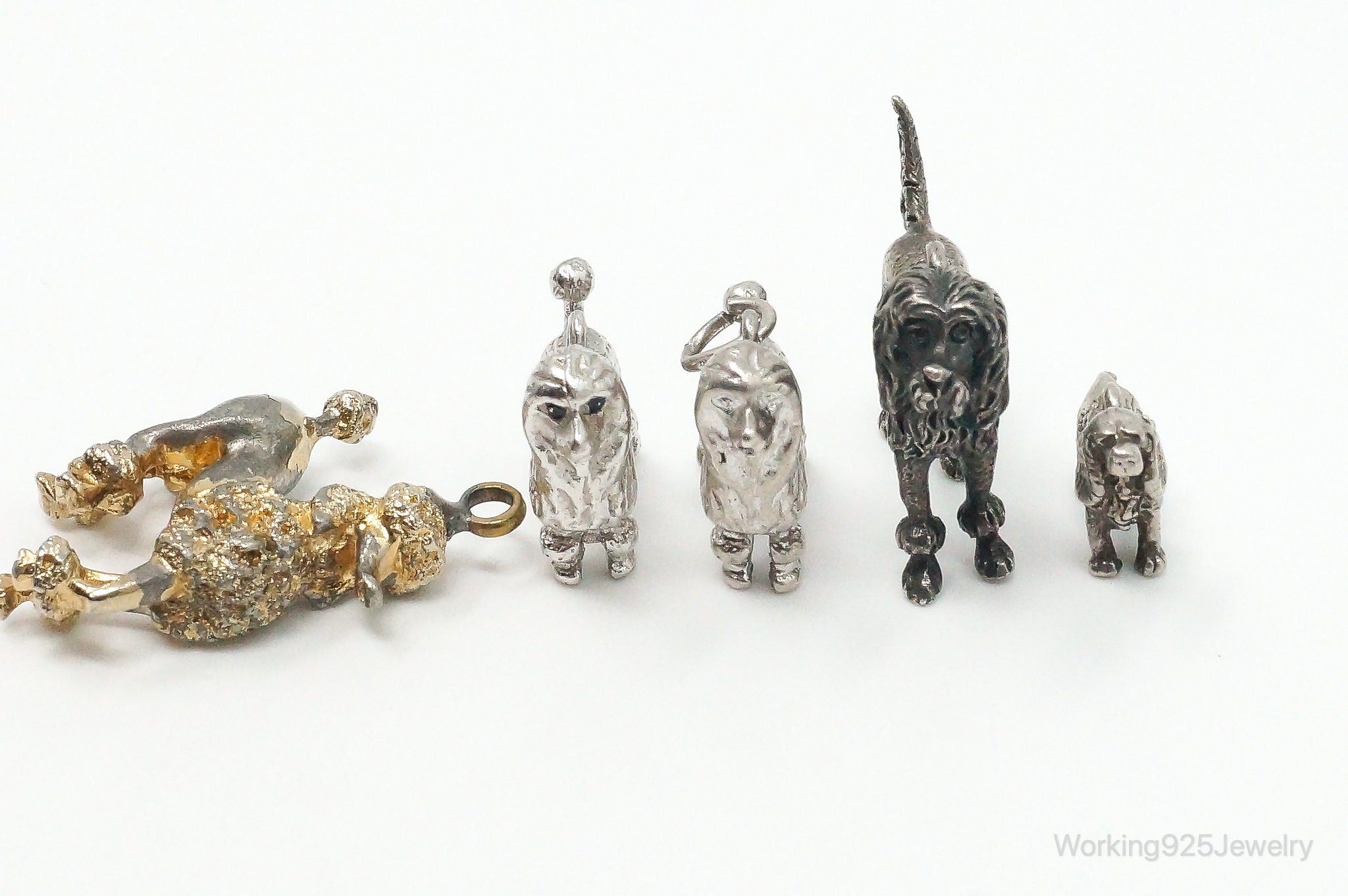 Vintage Antique Puppies Dogs Sterling Silver Charms Lot