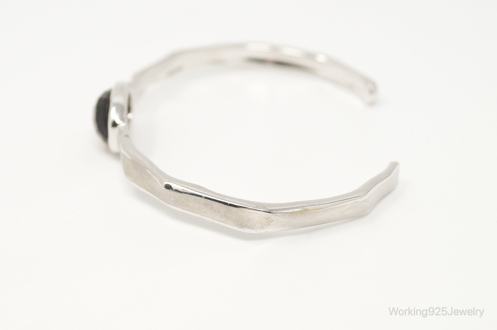 Large Smoky Topaz Modern Sterling Silver Cuff Bracelet