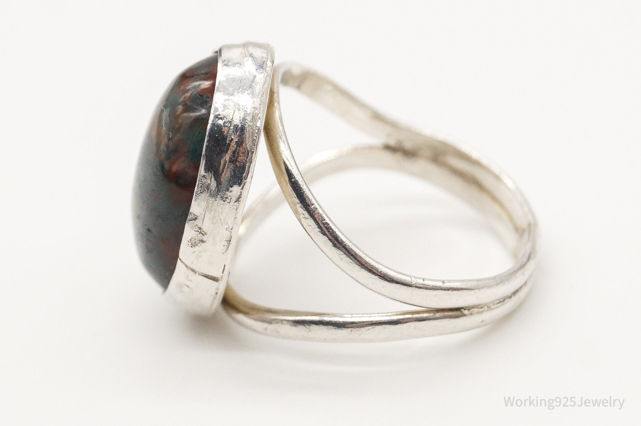 Vintage Agate Silver Ring - Size 7.75