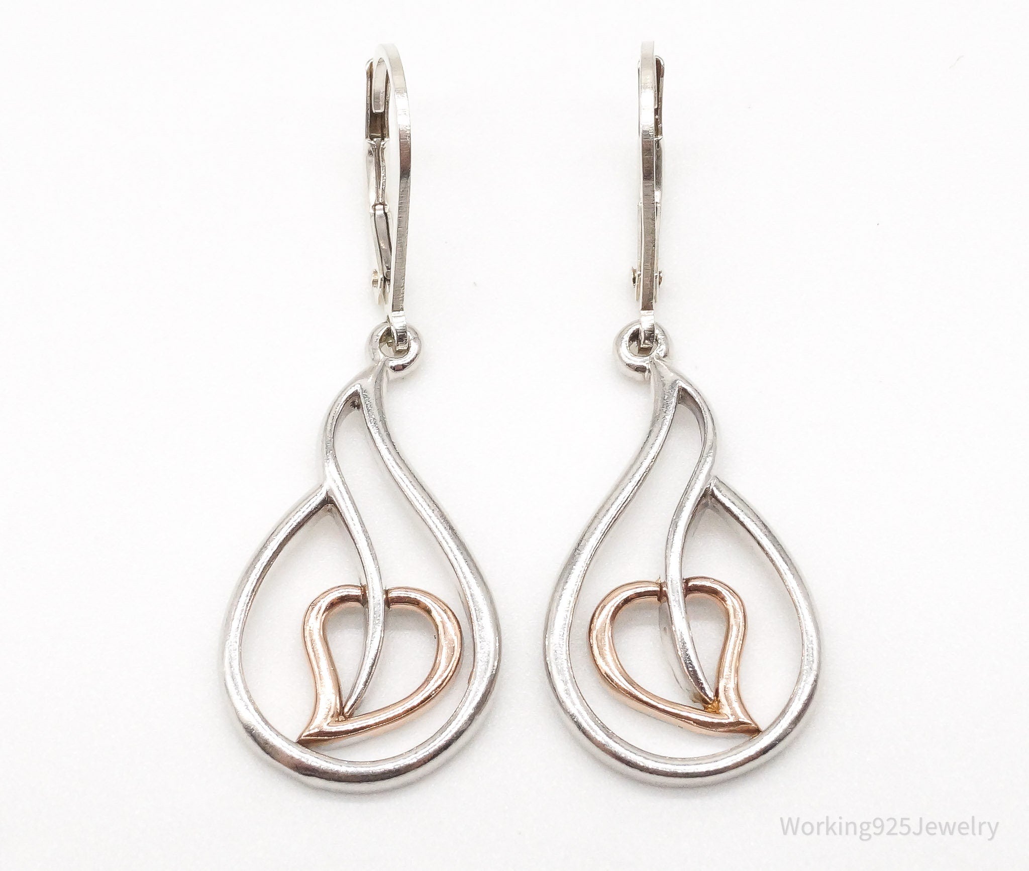 Vintage Designer 10K Rose Gold Sterling Silver Earrings