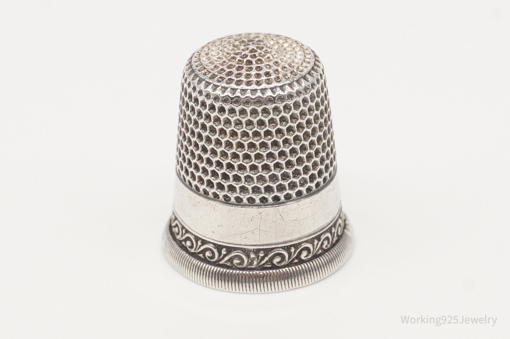 Antique Waite Thresher Dome Sterling Silver Thimble Size 11