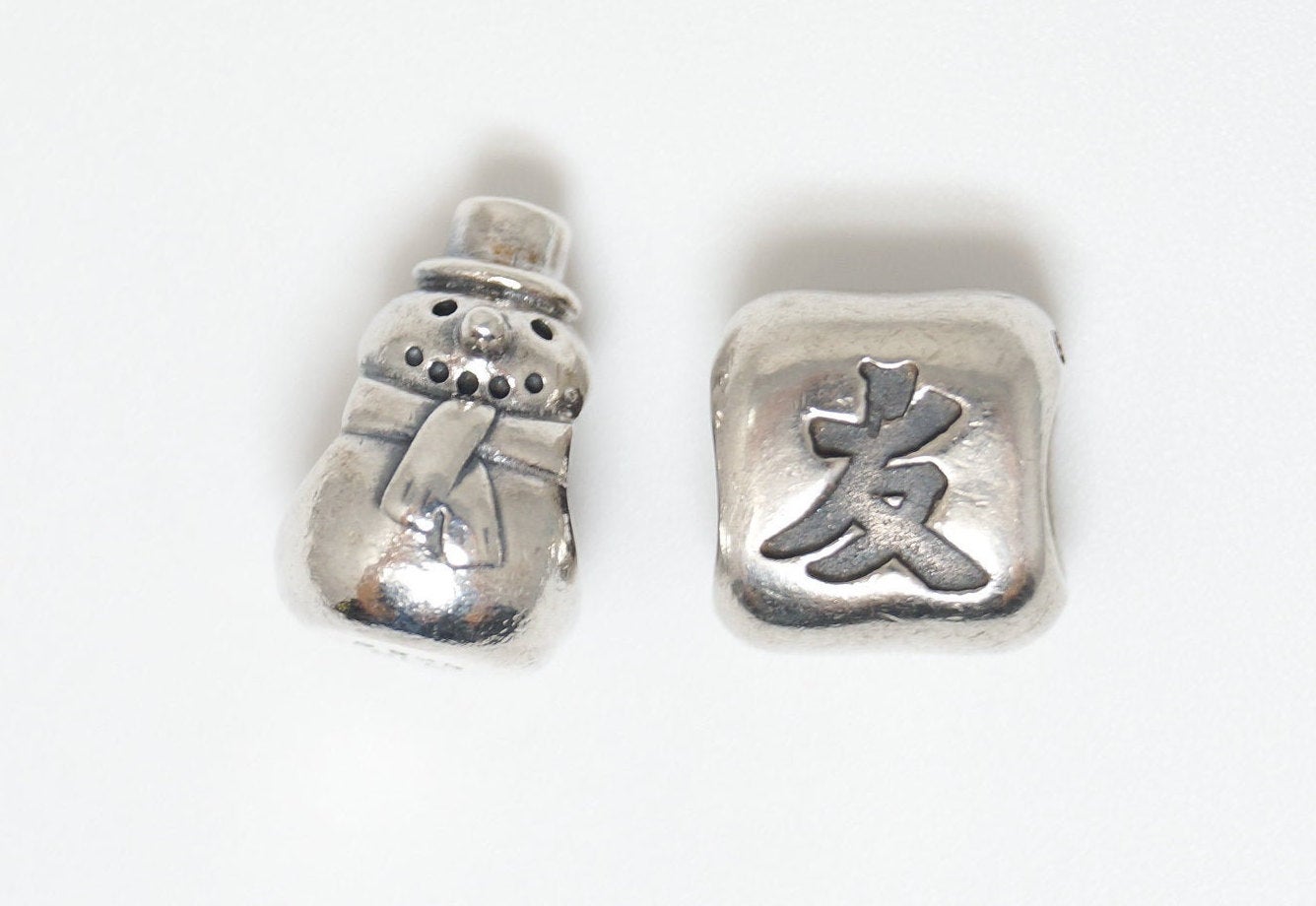 Authentic Pandora ALE Snowman Chinese Friendship Sterling Silver Charm Set