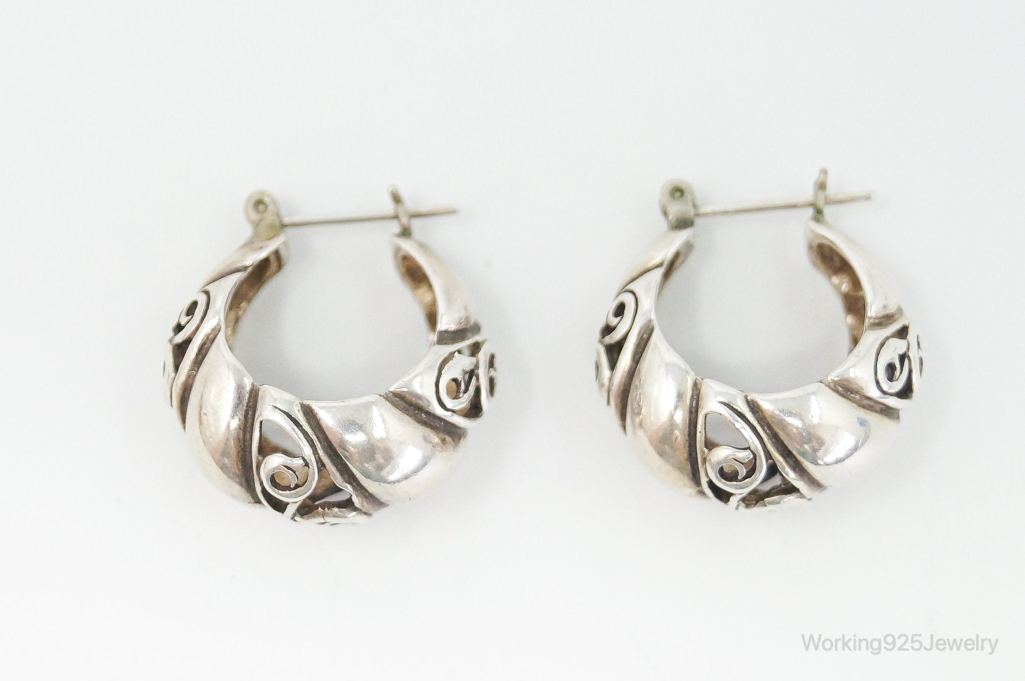 Vintage Bali Inspired Scroll Sterling Silver Earrings