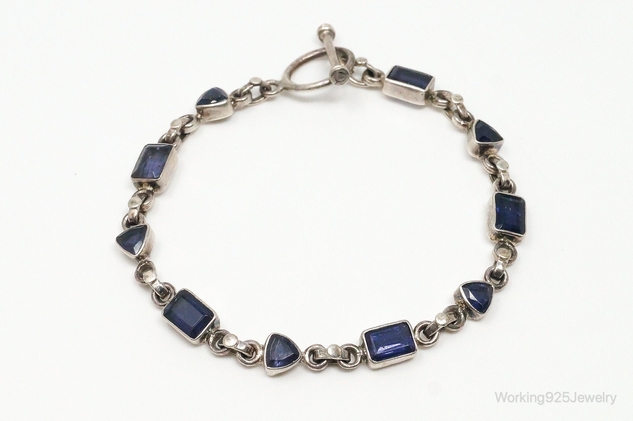 Vintage Iolite Sterling Silver Toggle Bracelet