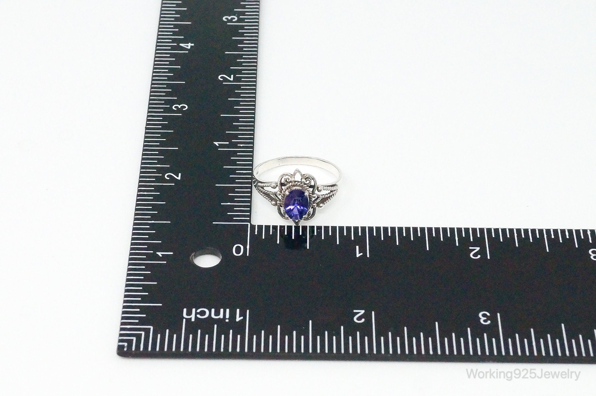 Vintage Amethyst Sterling Silver Ring - Size 8