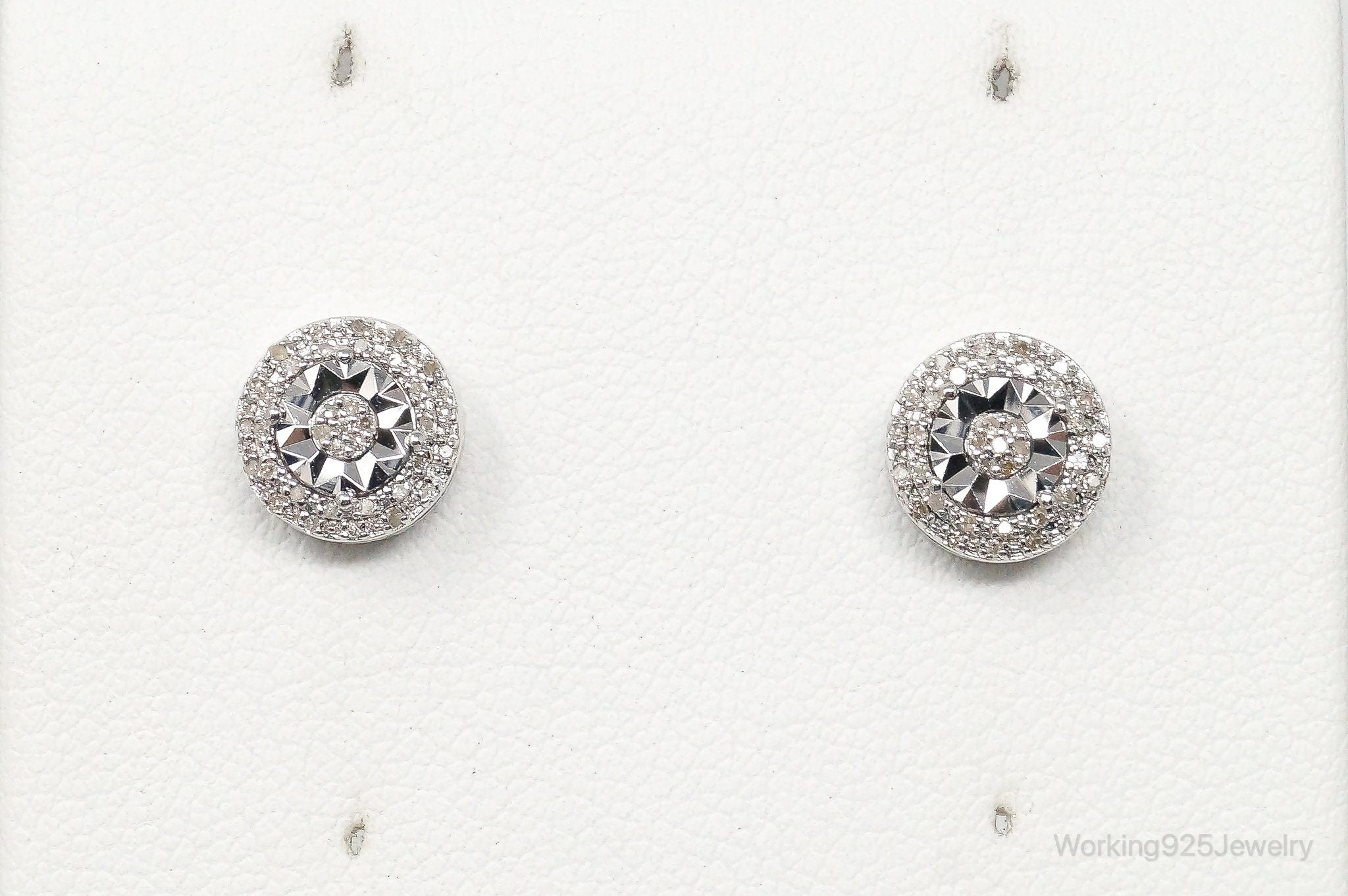 Vintage Diamond Sterling Silver Earrings