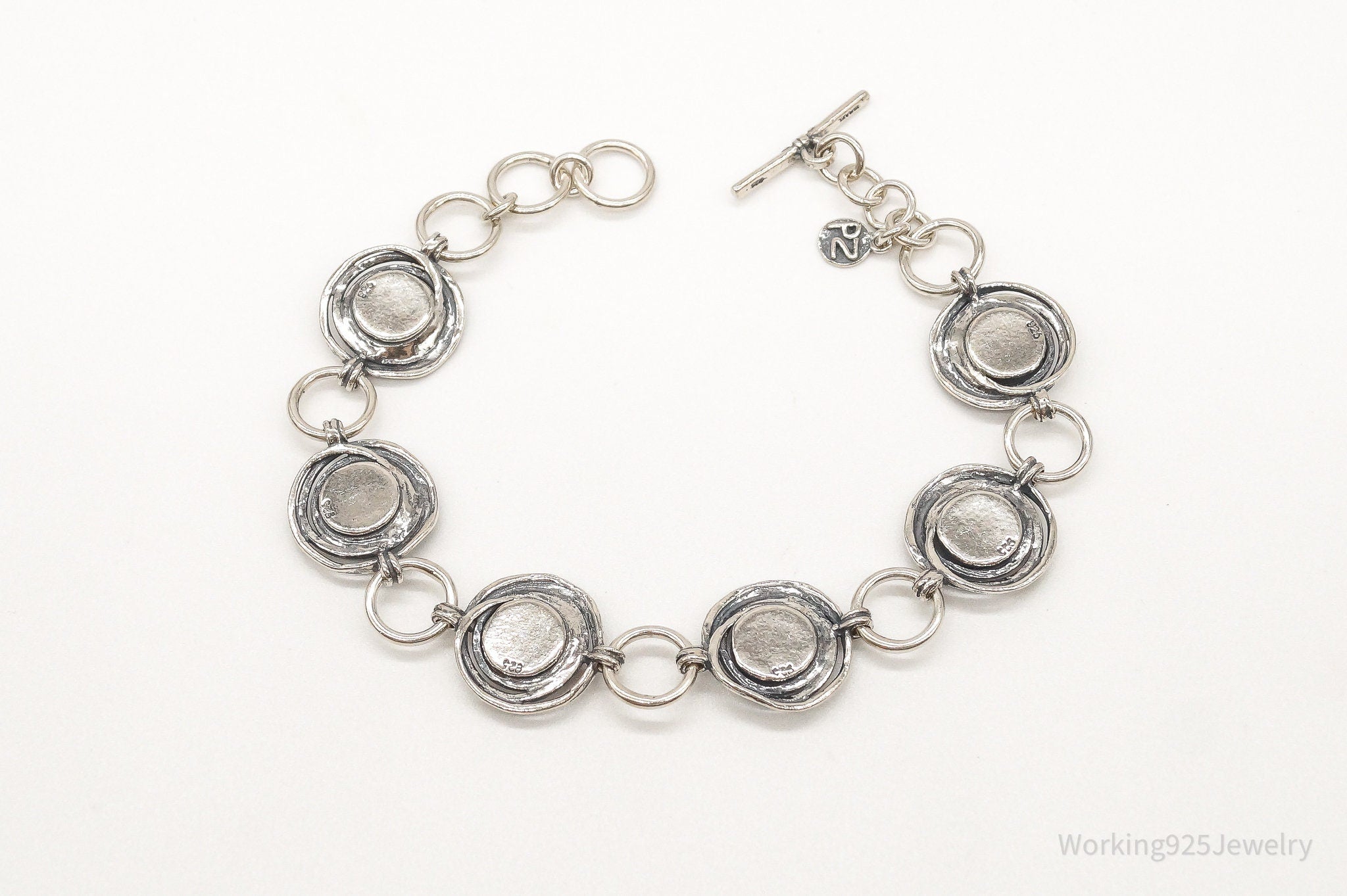 Designer Paz PZ Israel Druzy Quartz Sterling Silver Toggle Bracelet