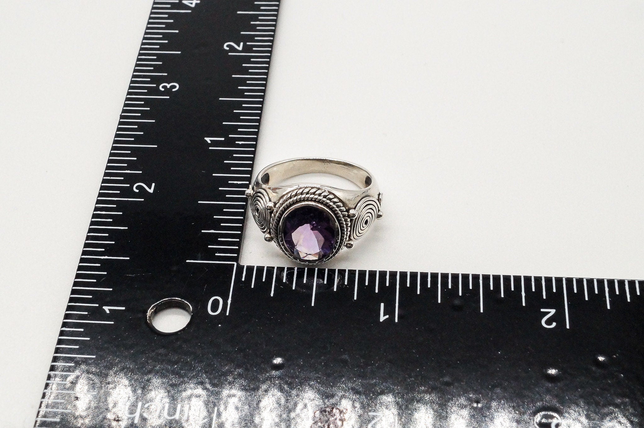 Vintage Amethyst Sterling Silver Ring -Size 7.25