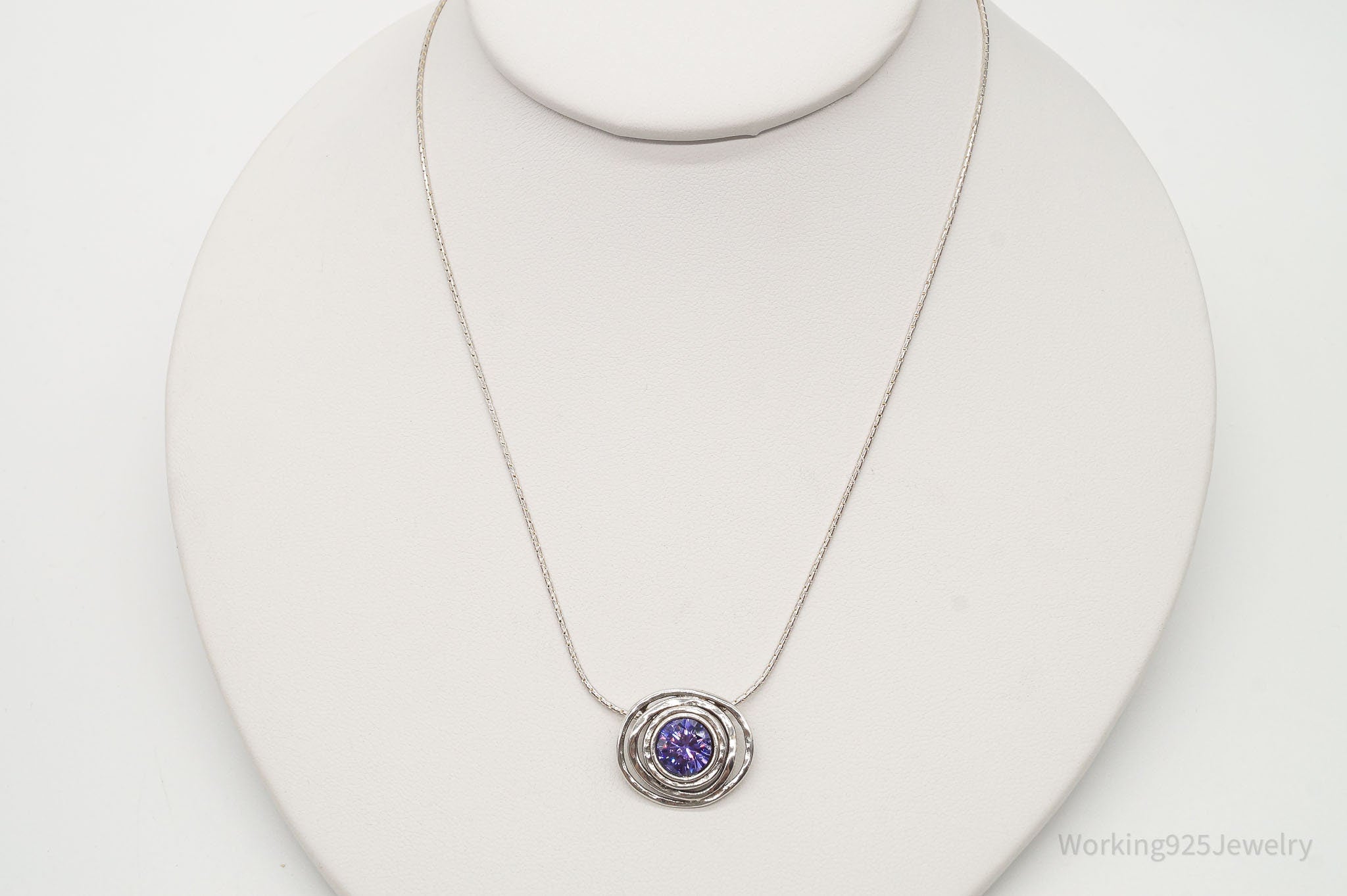 Designer Bili Purple Cubic Zirconia Sterling Silver Necklace