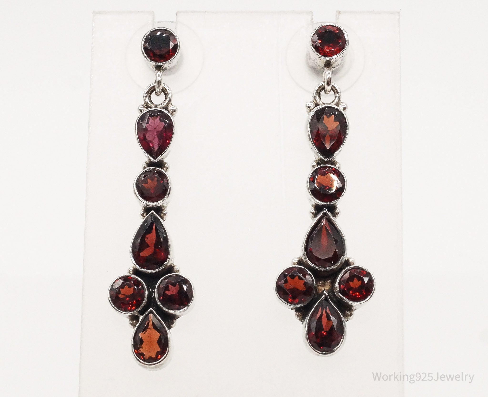 Vintage Garnet Sterling Silver Earrings