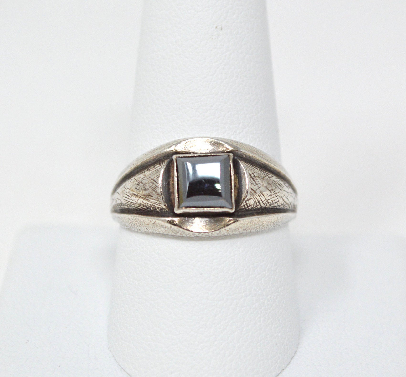 Vintage Designer Bell Trading Post Hematite Sterling Silver Ring - Size 9.75