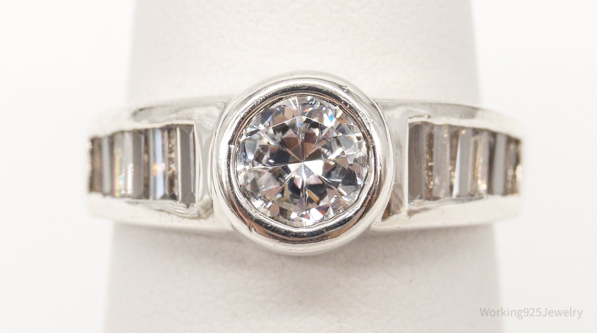 Designer Ross Simons Cubic Zirconia Sterling Silver Ring - Size 6.75